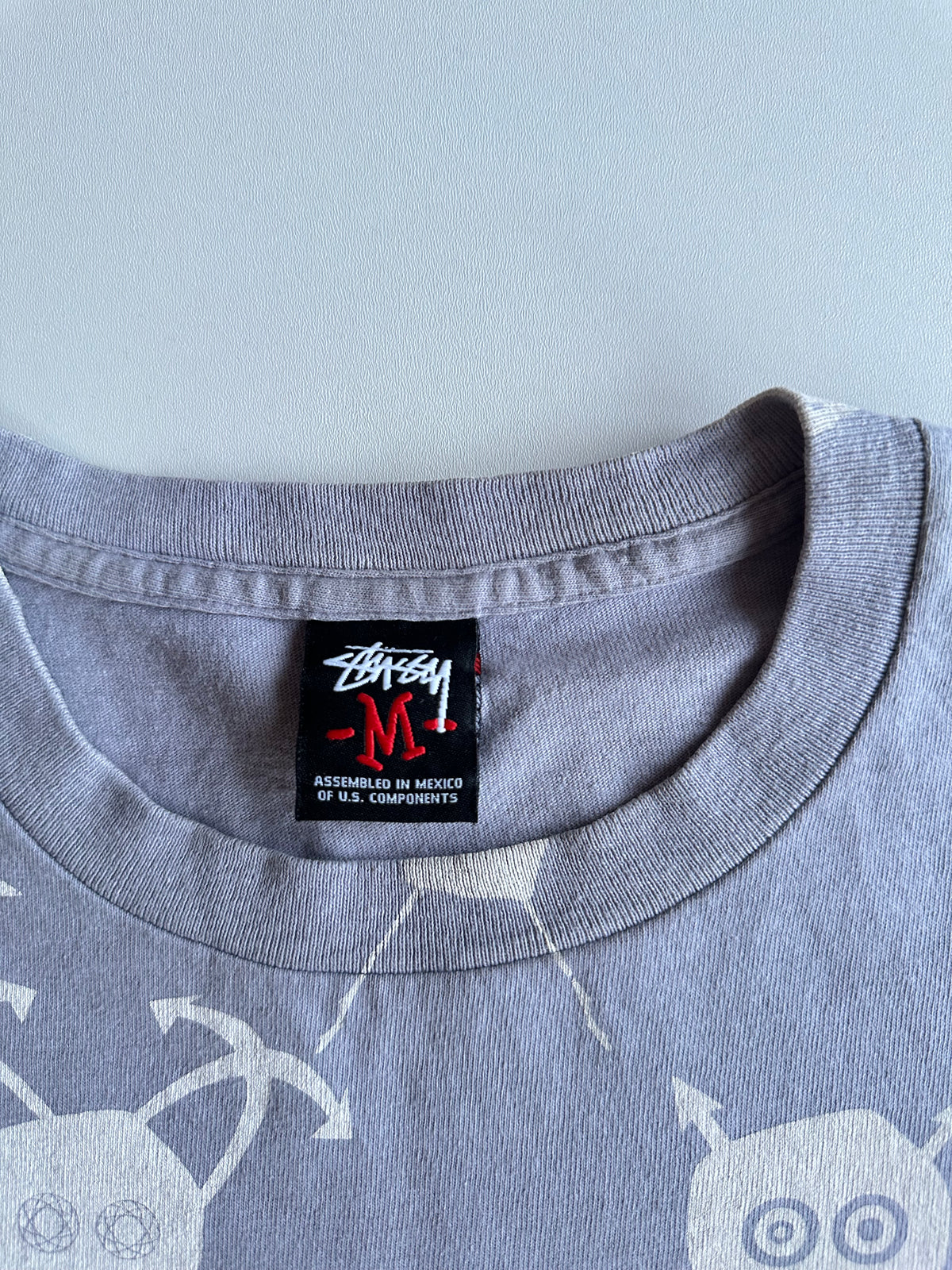 Vintage Stüssy Skull All Over Print Tee Grey – Red Tag