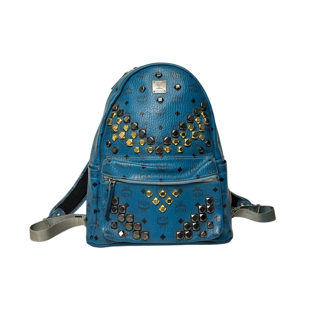 Vintage MCM Royal Blue Studded Leather Backpack