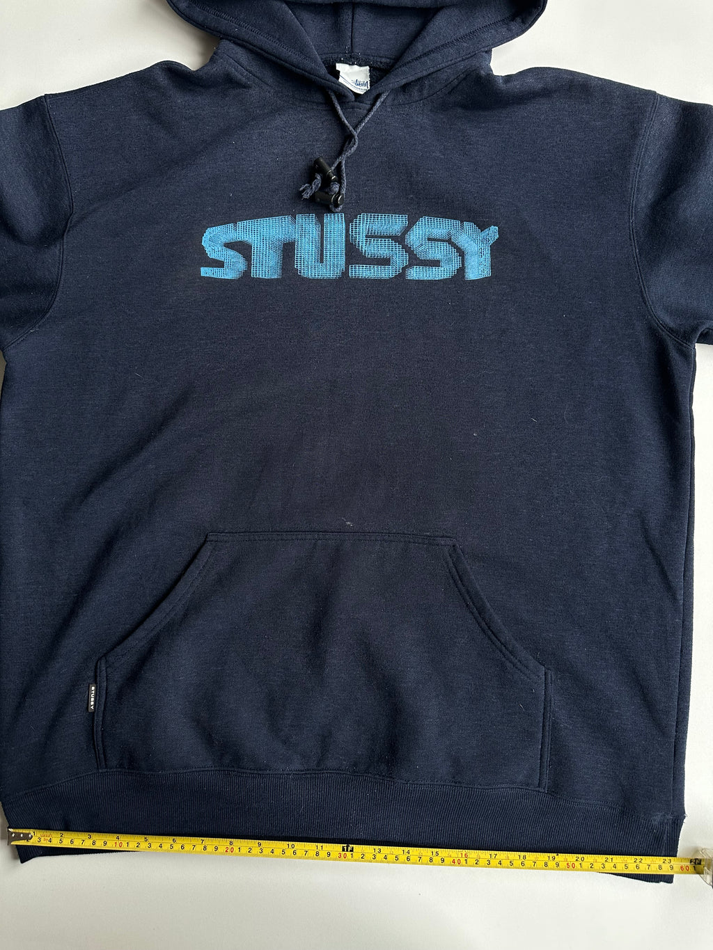 Vintage Stussy Skull Logo Hoodie Navy