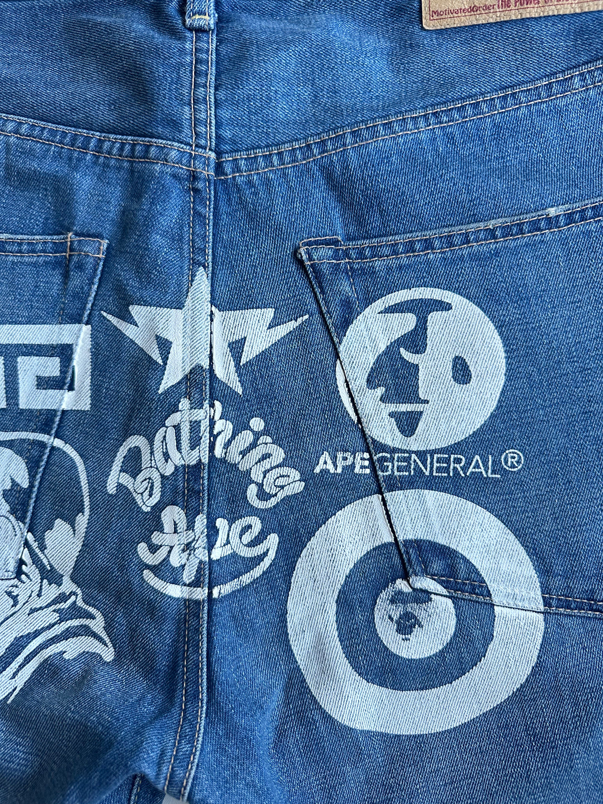 Vintage BAPE Ape General Logo Selvedge Jeans Washed Blue