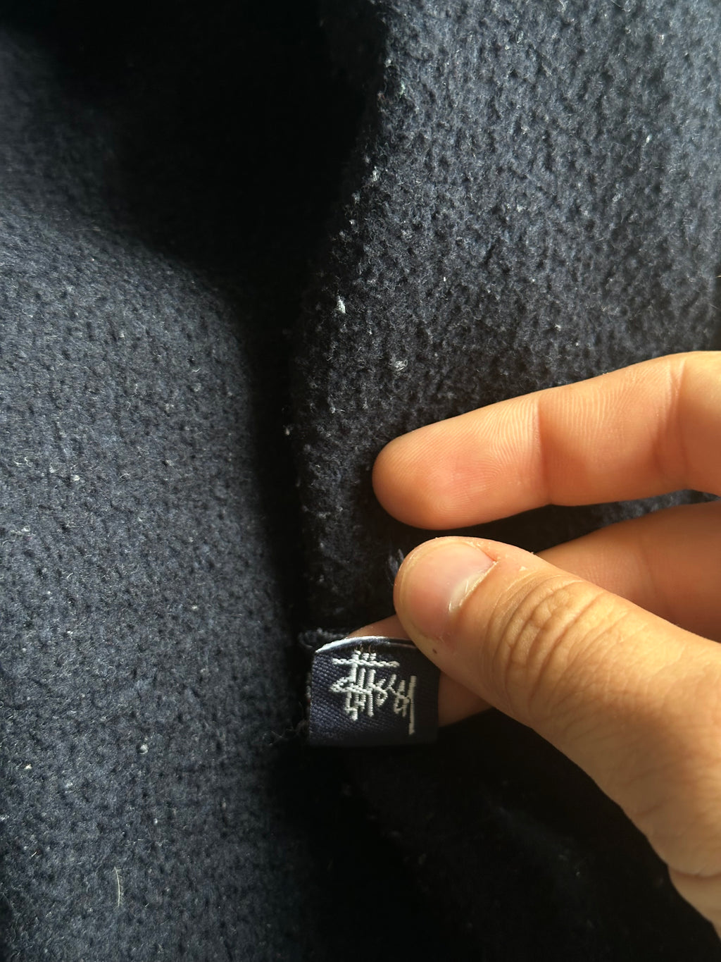 Vintage Stussy Skull Logo Hoodie Navy