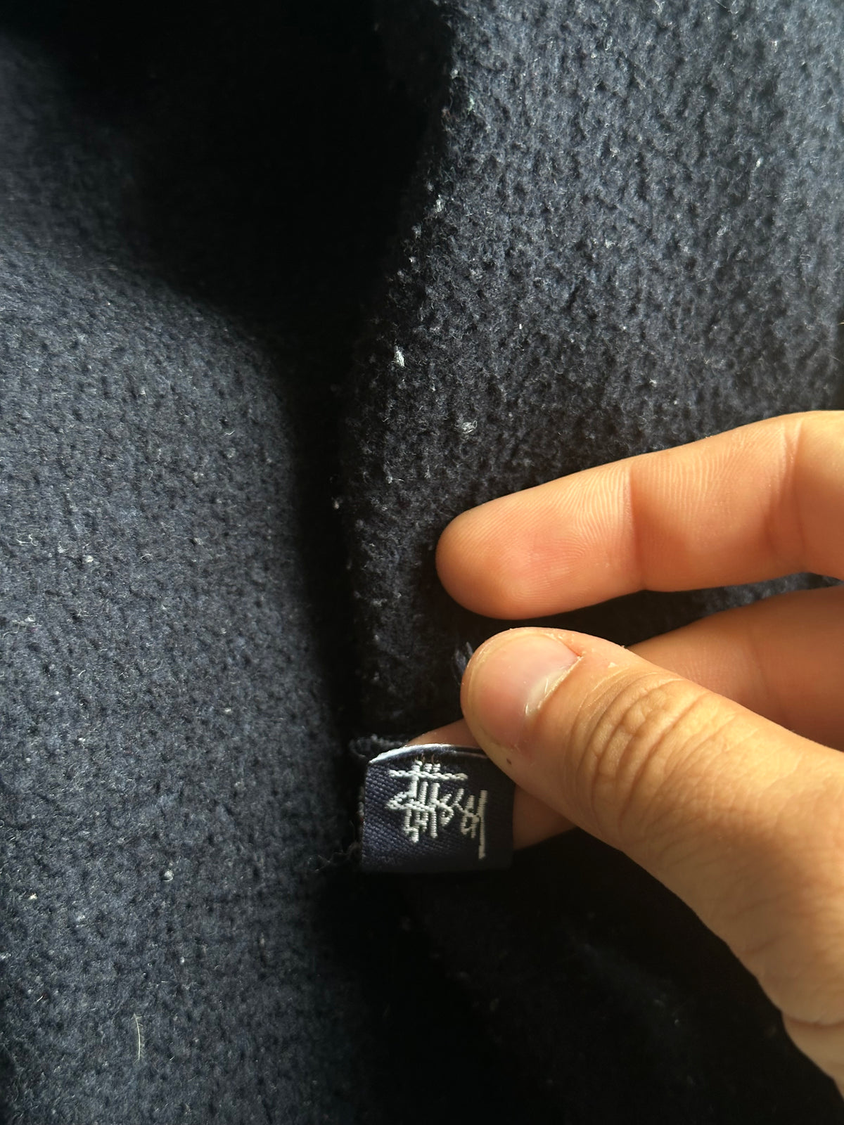 Vintage Stussy Skull Logo Hoodie Navy