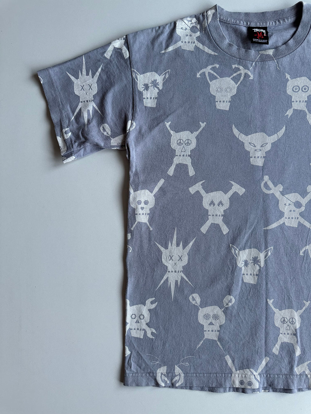 Vintage Stüssy Skull All Over Print Tee Grey – Red Tag