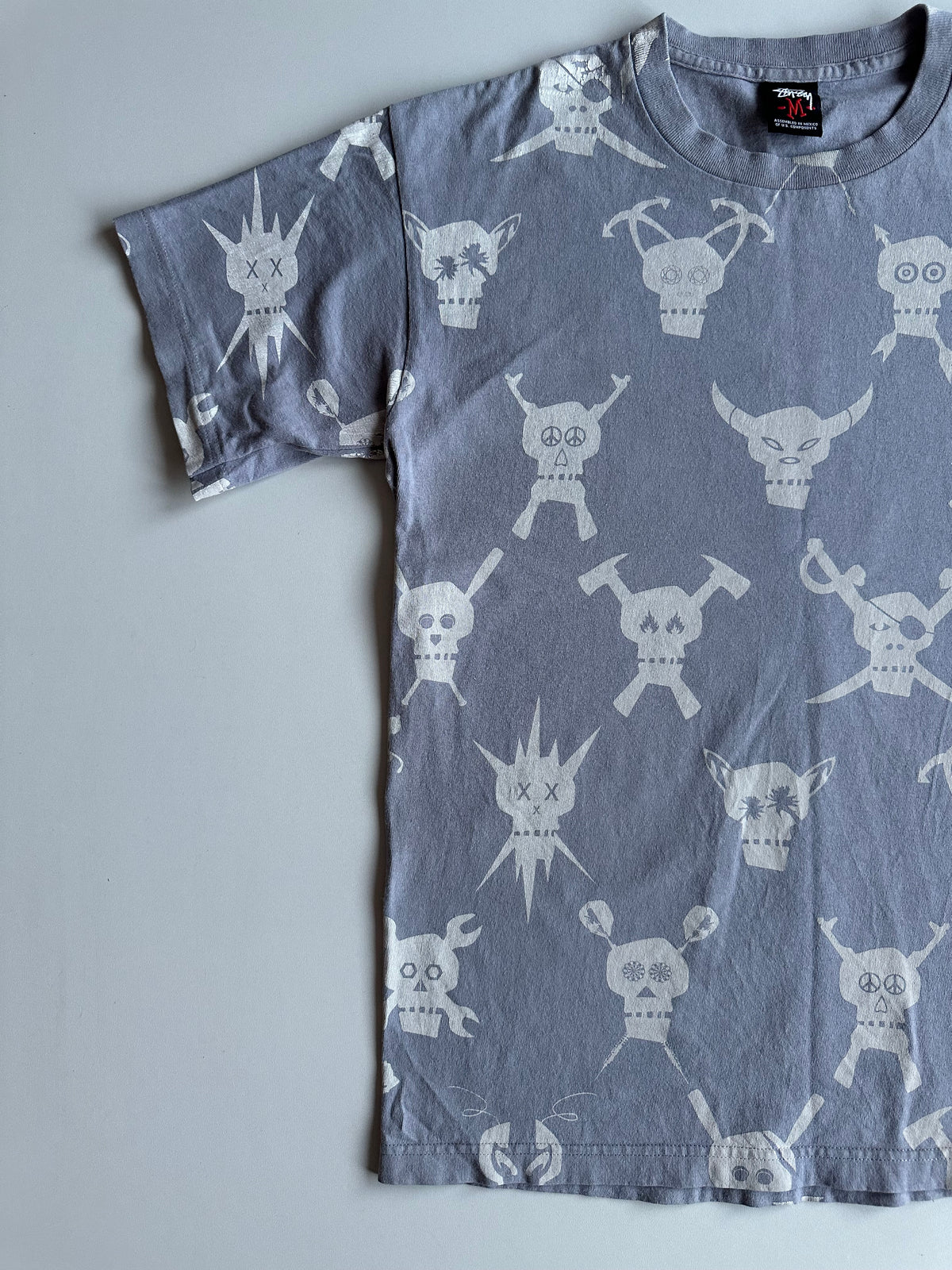Vintage Stüssy Skull All Over Print Tee Grey – Red Tag