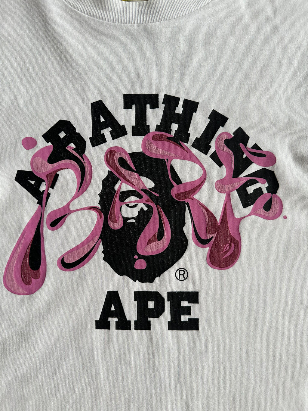 BAPE Marble Camo Liquid College Tee White / Pink – SS22 – Size M