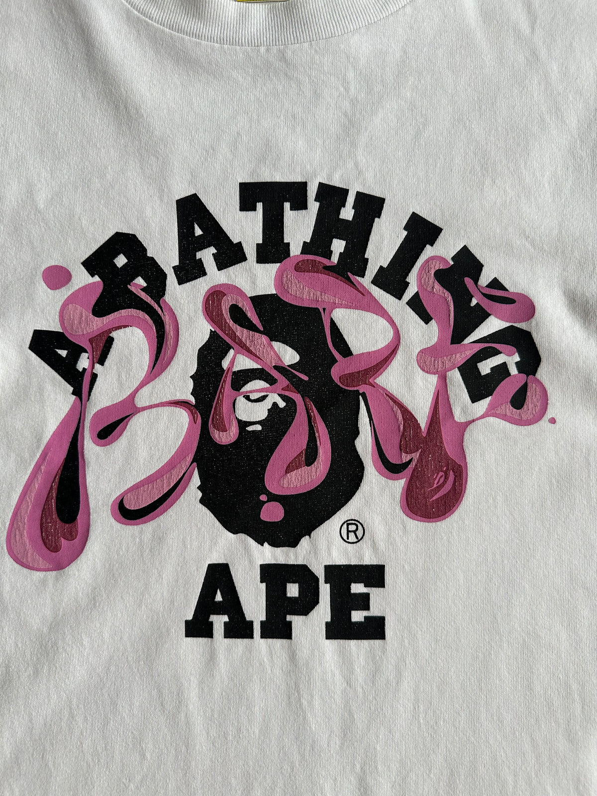 BAPE Marble Camo Liquid College Tee White / Pink – SS22 – Size M