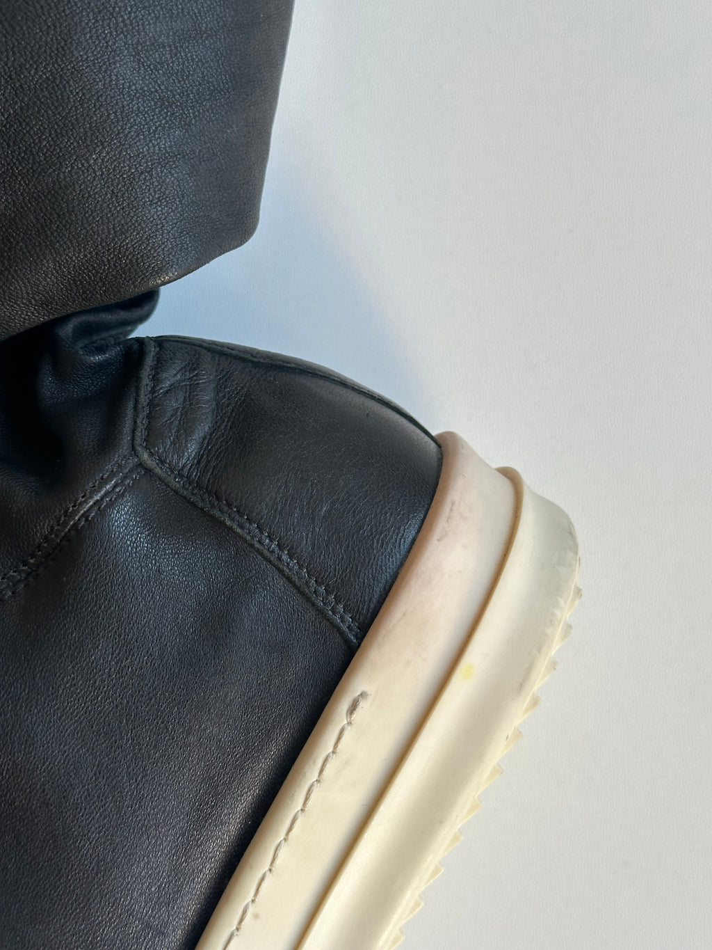 FW14 Rick Owens x Chrome Hearts Ramones Thigh High Lambskin Boots with Fleur De Lis Dagger