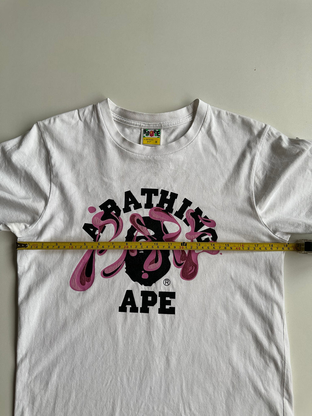 BAPE Marble Camo Liquid College Tee White / Pink – SS22 – Size M
