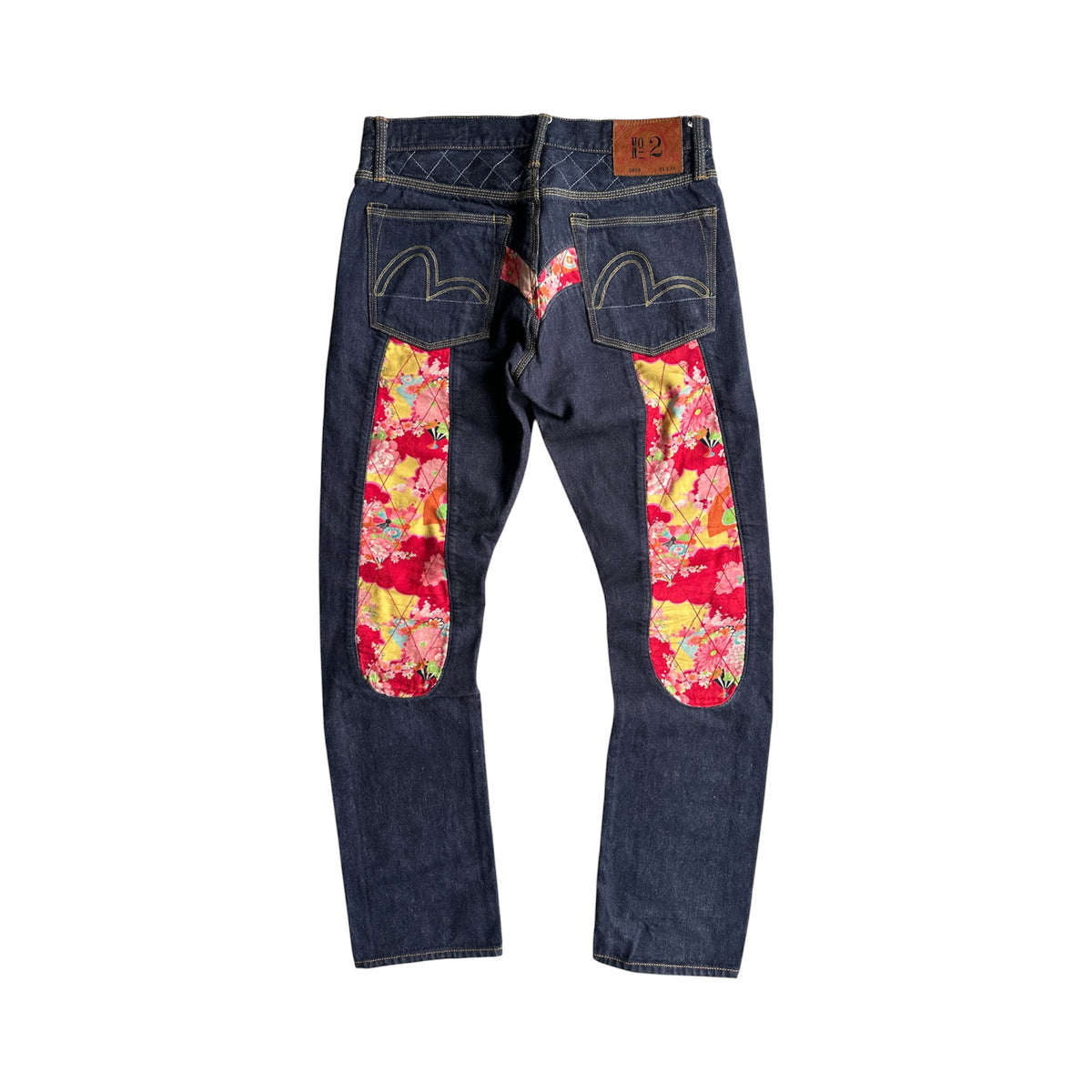 Vintage EVISU No.2 Lot 2006 Floral Daicock Selvedge Jeans Indigo – W32 L34