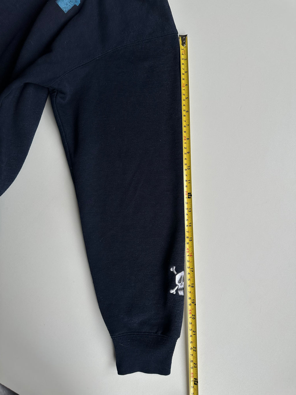 Vintage Stussy Skull Logo Hoodie Navy