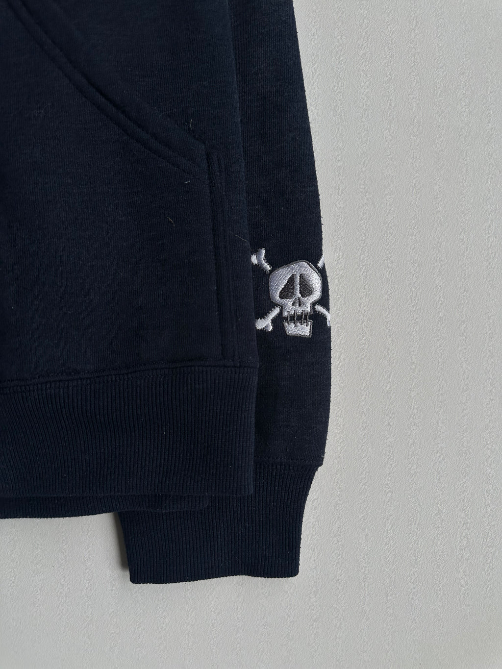 Vintage Stussy Skull Logo Hoodie Navy