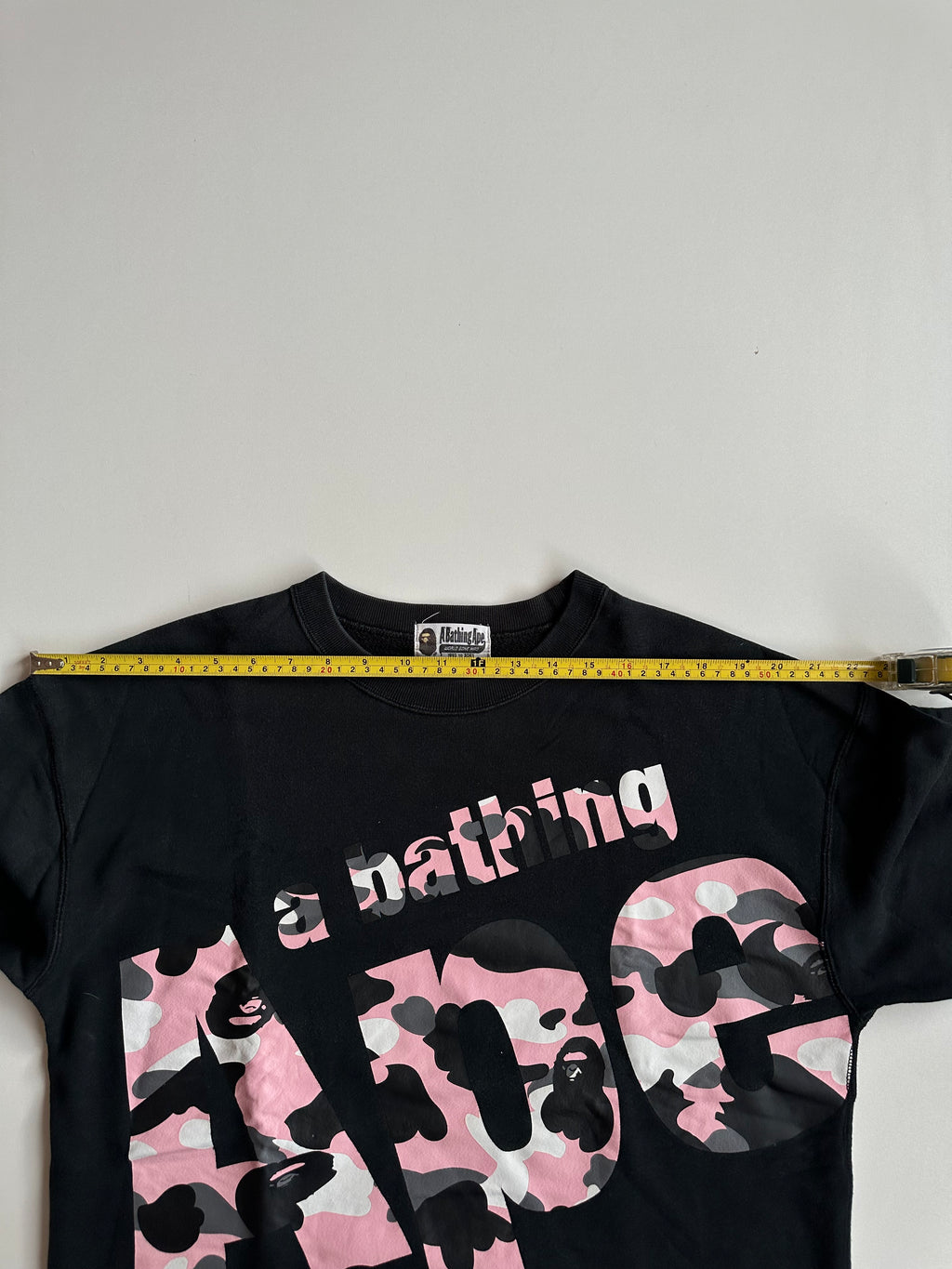 BAPE Pink Camo Big APE Logo Crewneck Sweatshirt Black - Size M