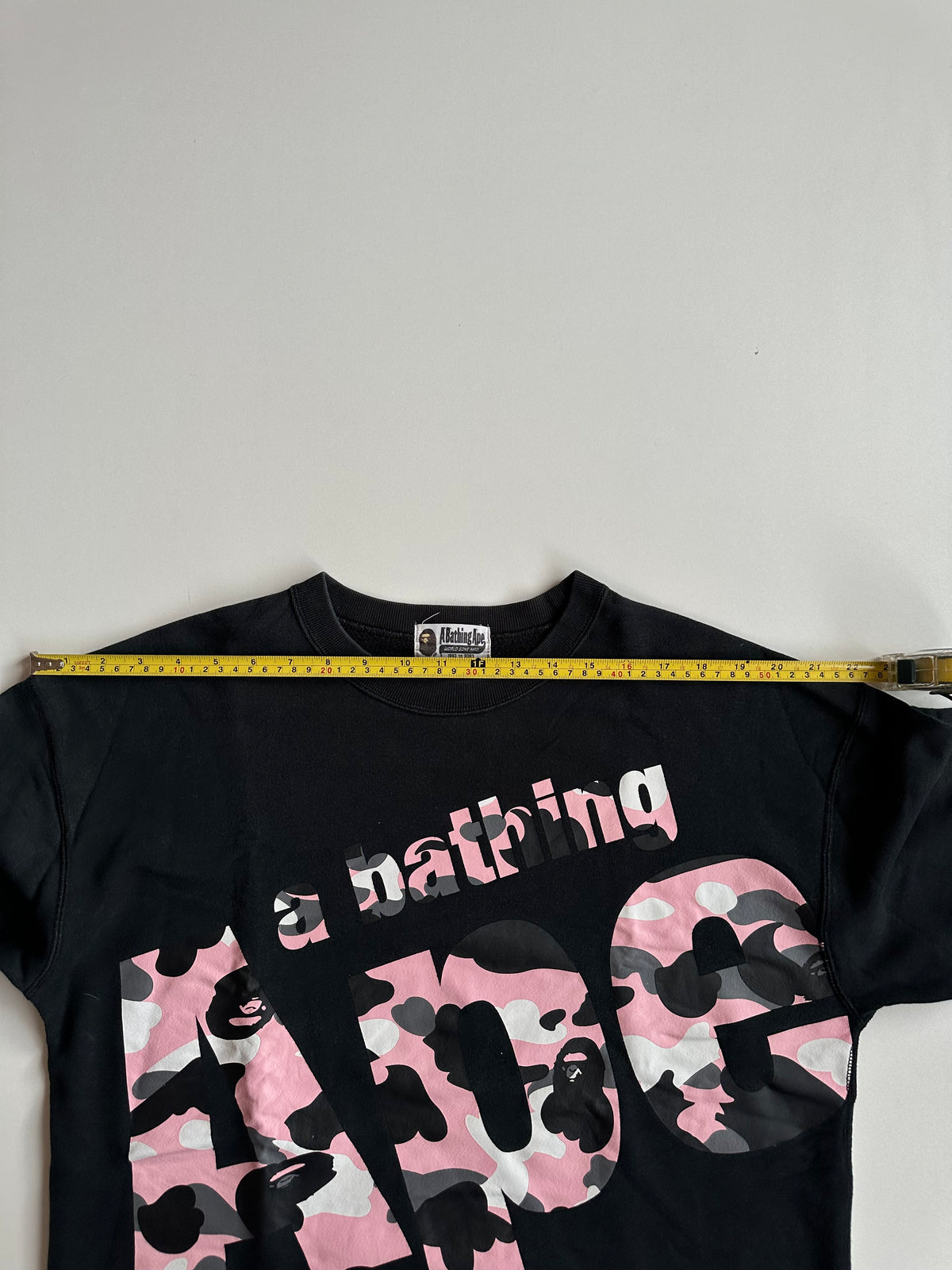 BAPE Pink Camo Big APE Logo Crewneck Sweatshirt Black - Size M