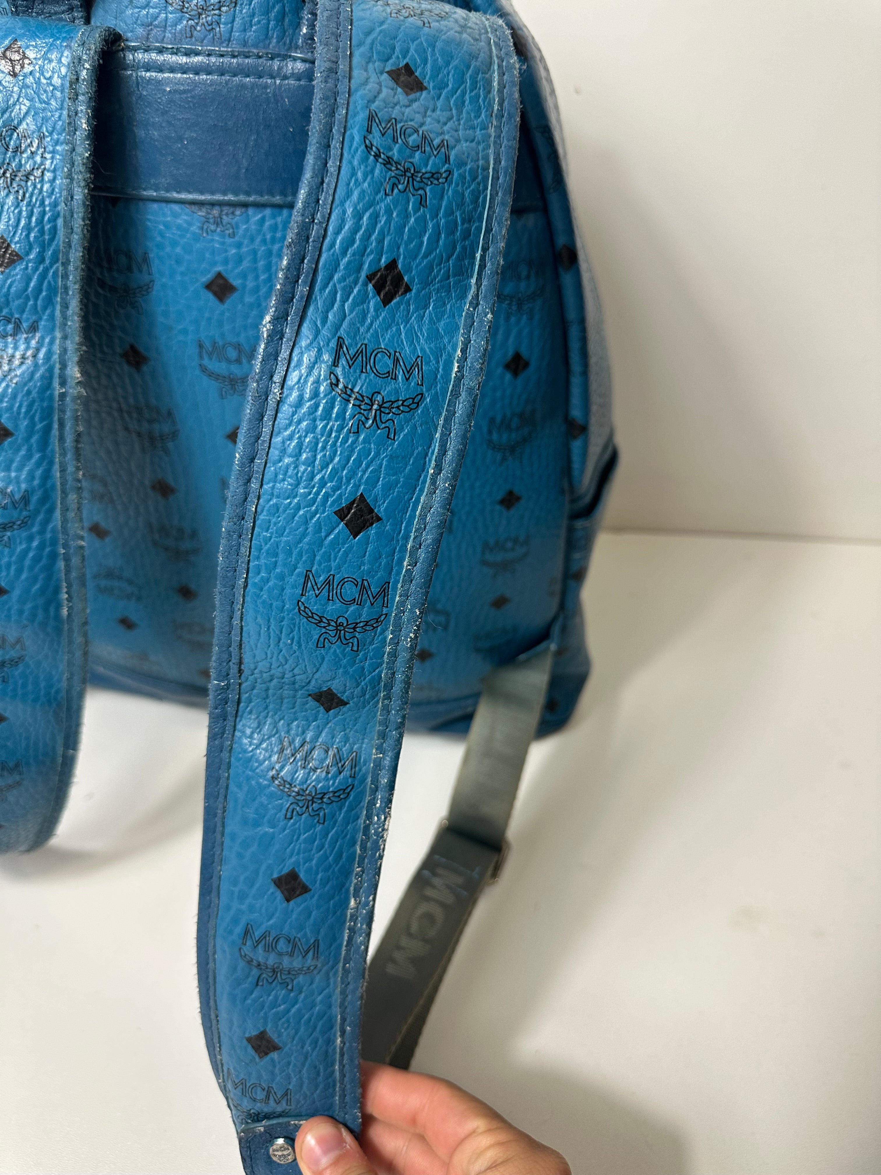 Vintage MCM Royal Blue Studded Leather Backpack