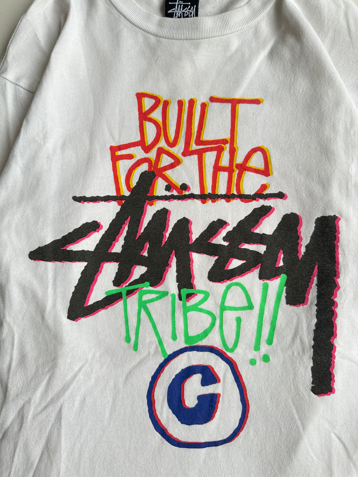 Vintage Stussy Built For The Tribe Long Sleeve Tee White