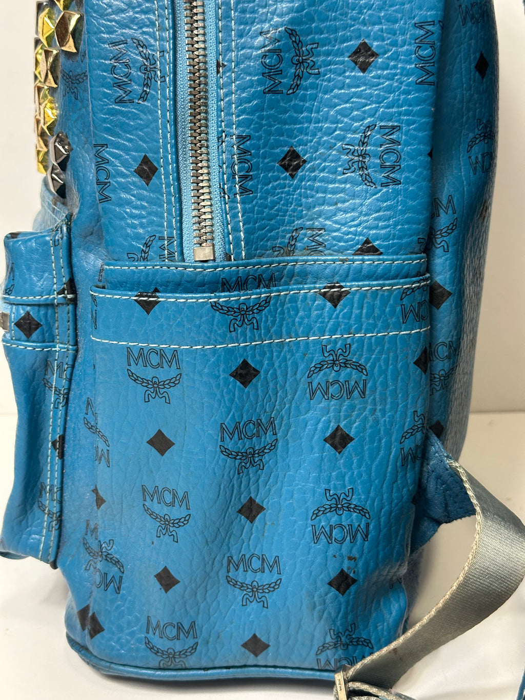 Vintage MCM Royal Blue Studded Leather Backpack
