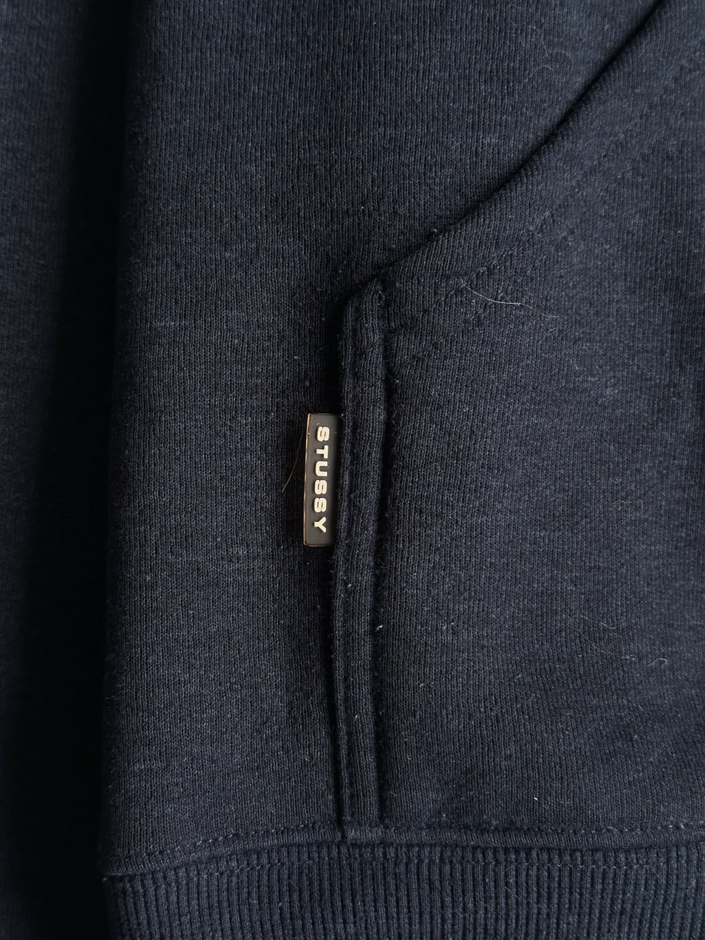 Vintage Stussy Skull Logo Hoodie Navy