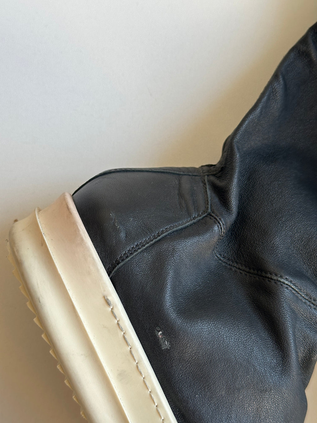 FW14 Rick Owens x Chrome Hearts Ramones Thigh High Lambskin Boots with Fleur De Lis Dagger