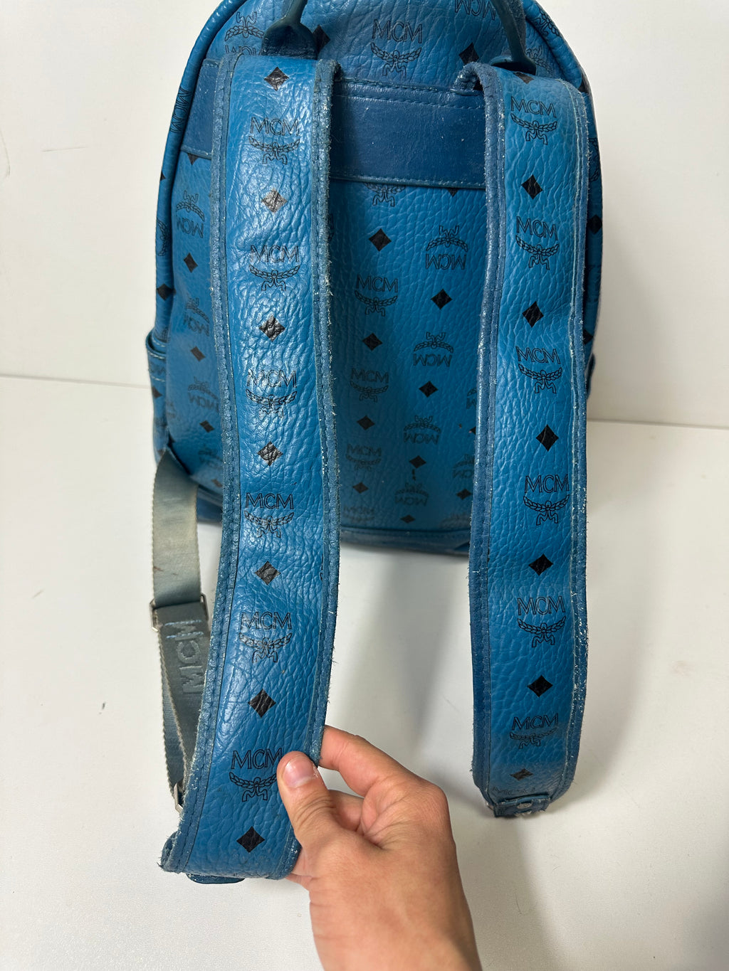 Vintage MCM Royal Blue Studded Leather Backpack