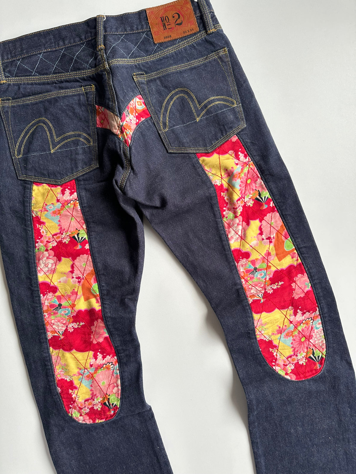 Vintage EVISU No.2 Lot 2006 Floral Daicock Selvedge Jeans Indigo – W32 L34