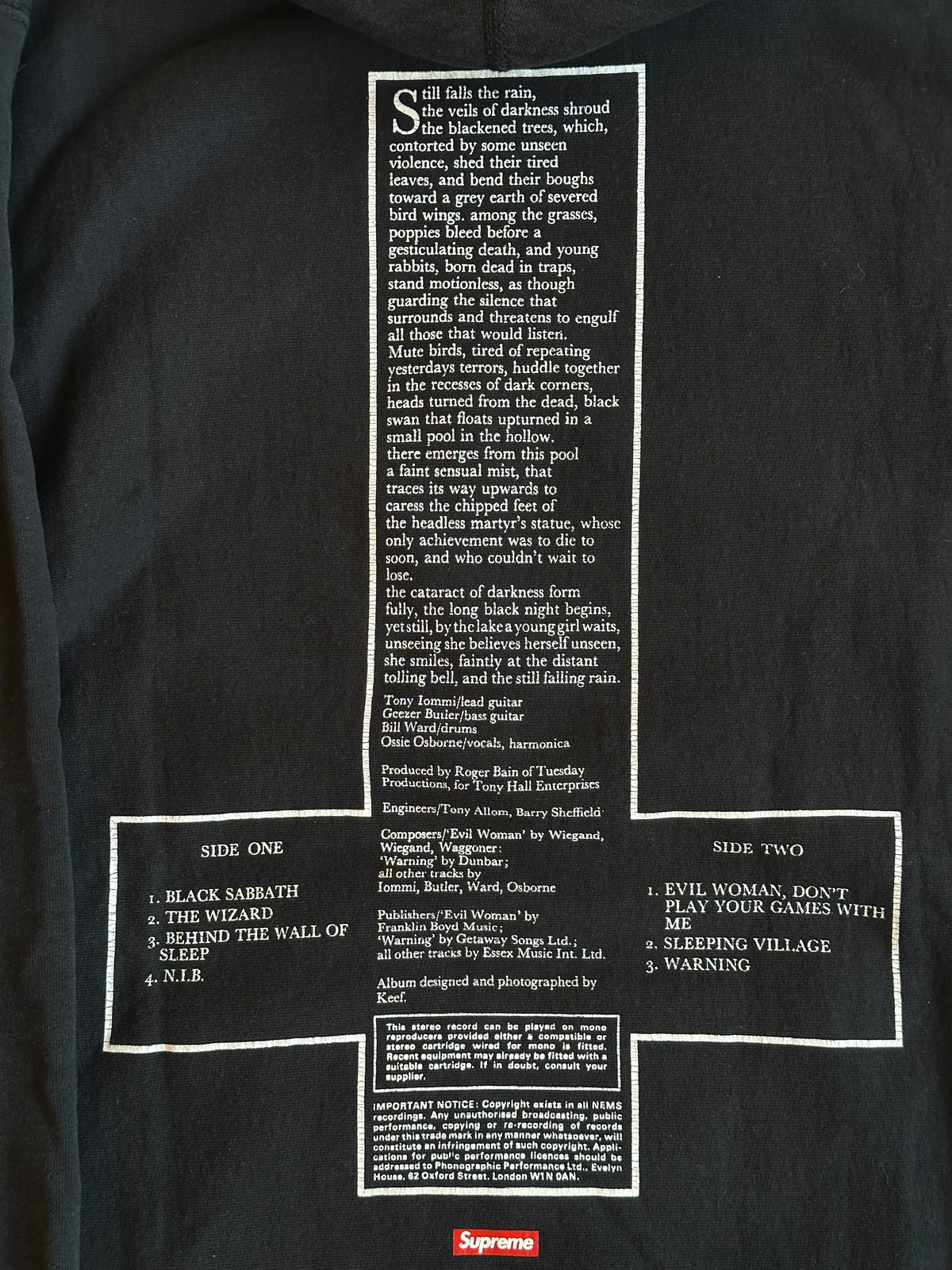 Supreme x Black Sabbath Hooded Sweatshirt Black – SS16