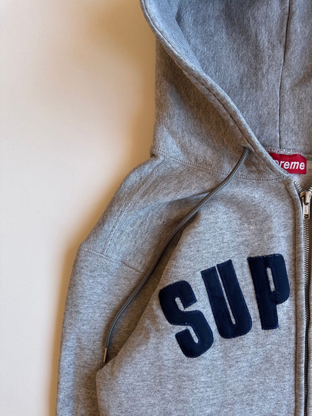 Supreme Arc Logo Zip Up Hoodie Heather Grey – 2001