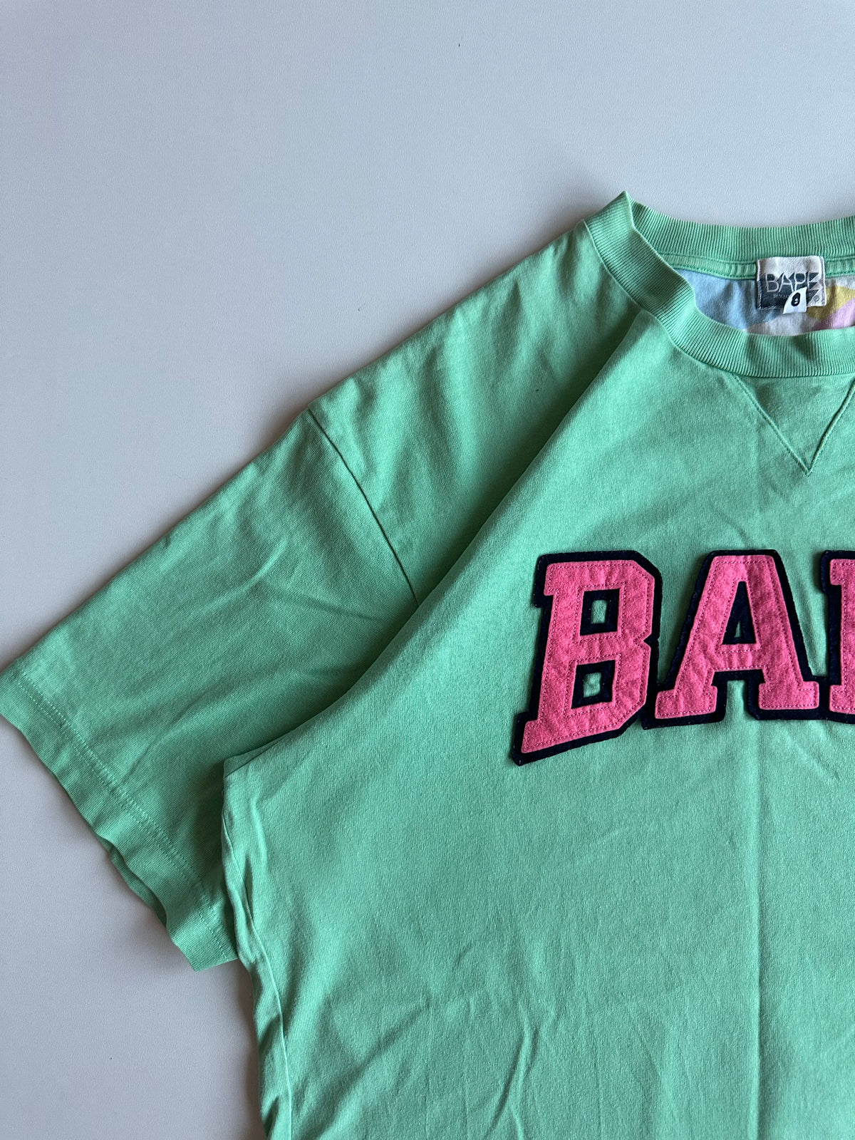BAPE Varsity Logo Tee Mint Green / Pink