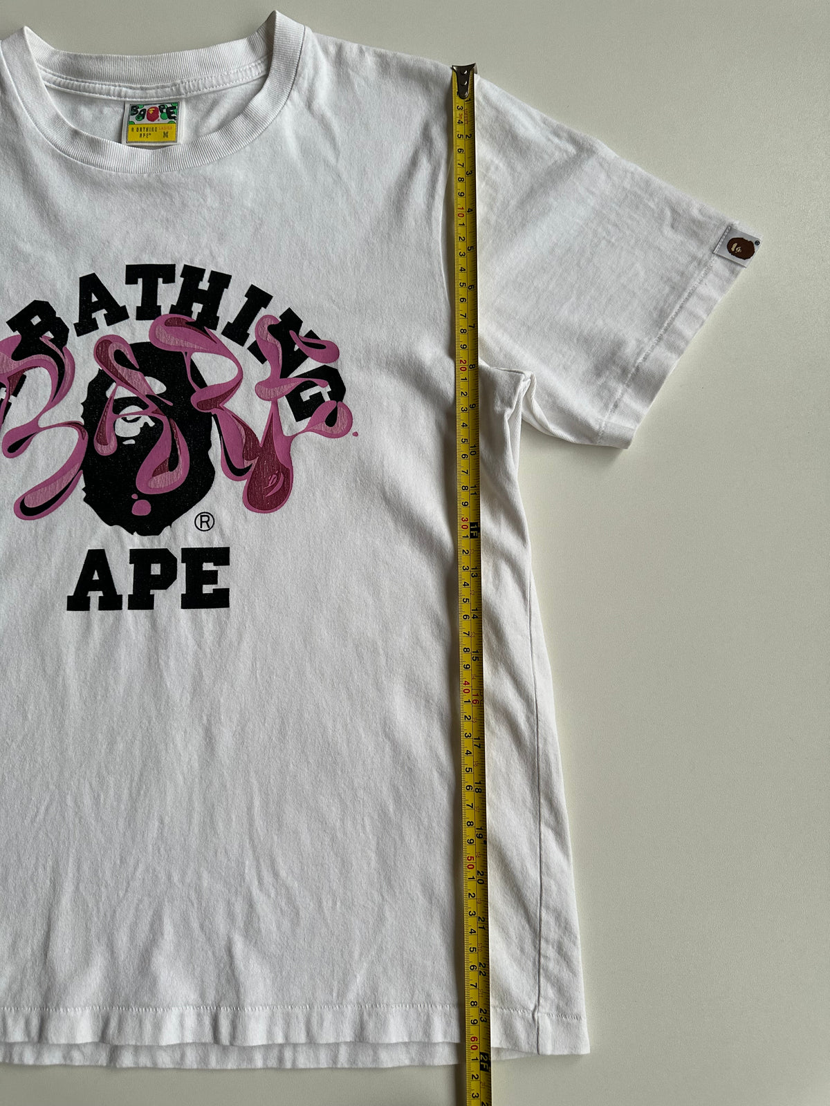 BAPE Marble Camo Liquid College Tee White / Pink – SS22 – Size M