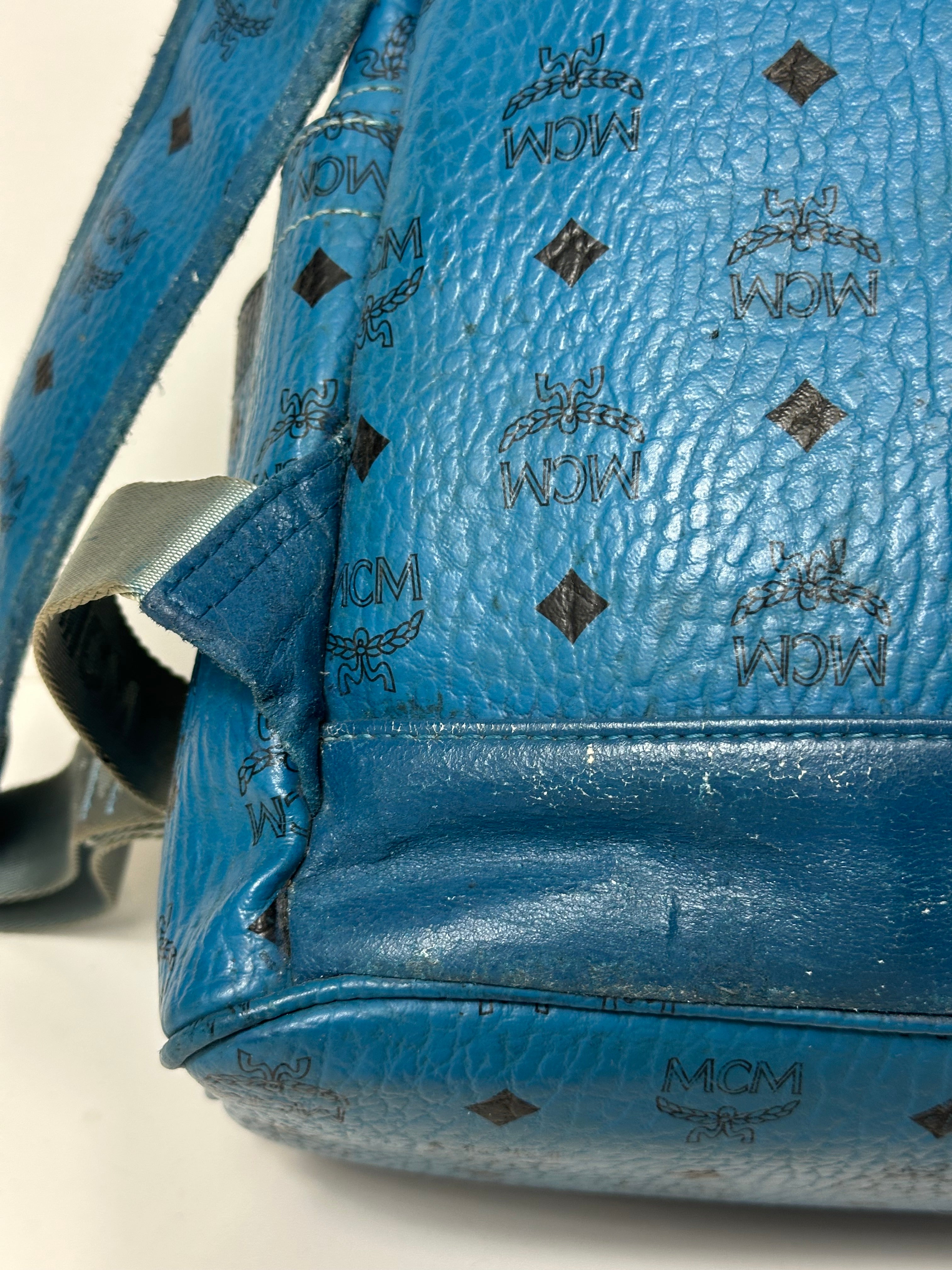 Vintage MCM Royal Blue Studded Leather Backpack