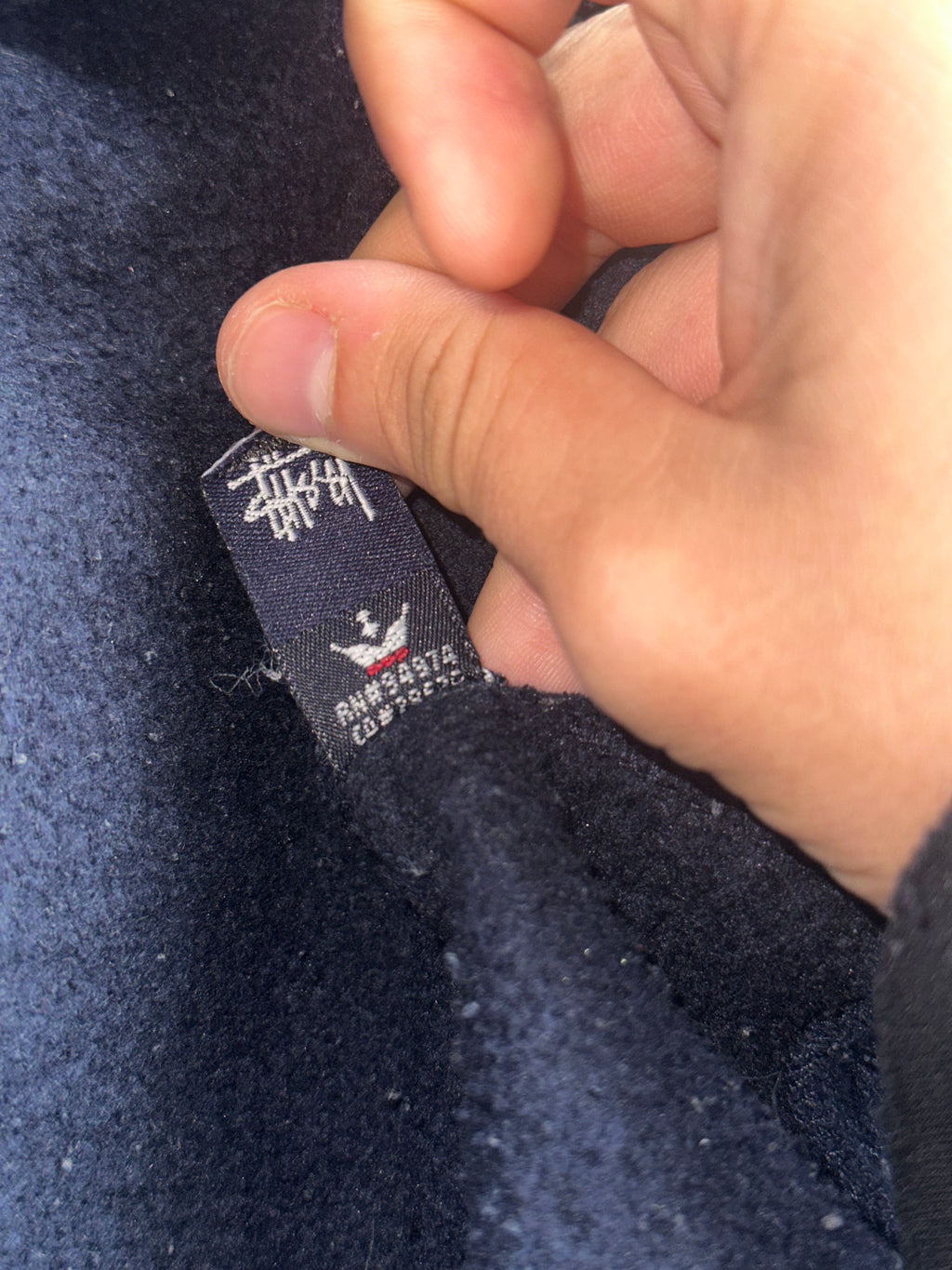 Vintage Stussy Skull Logo Hoodie Navy