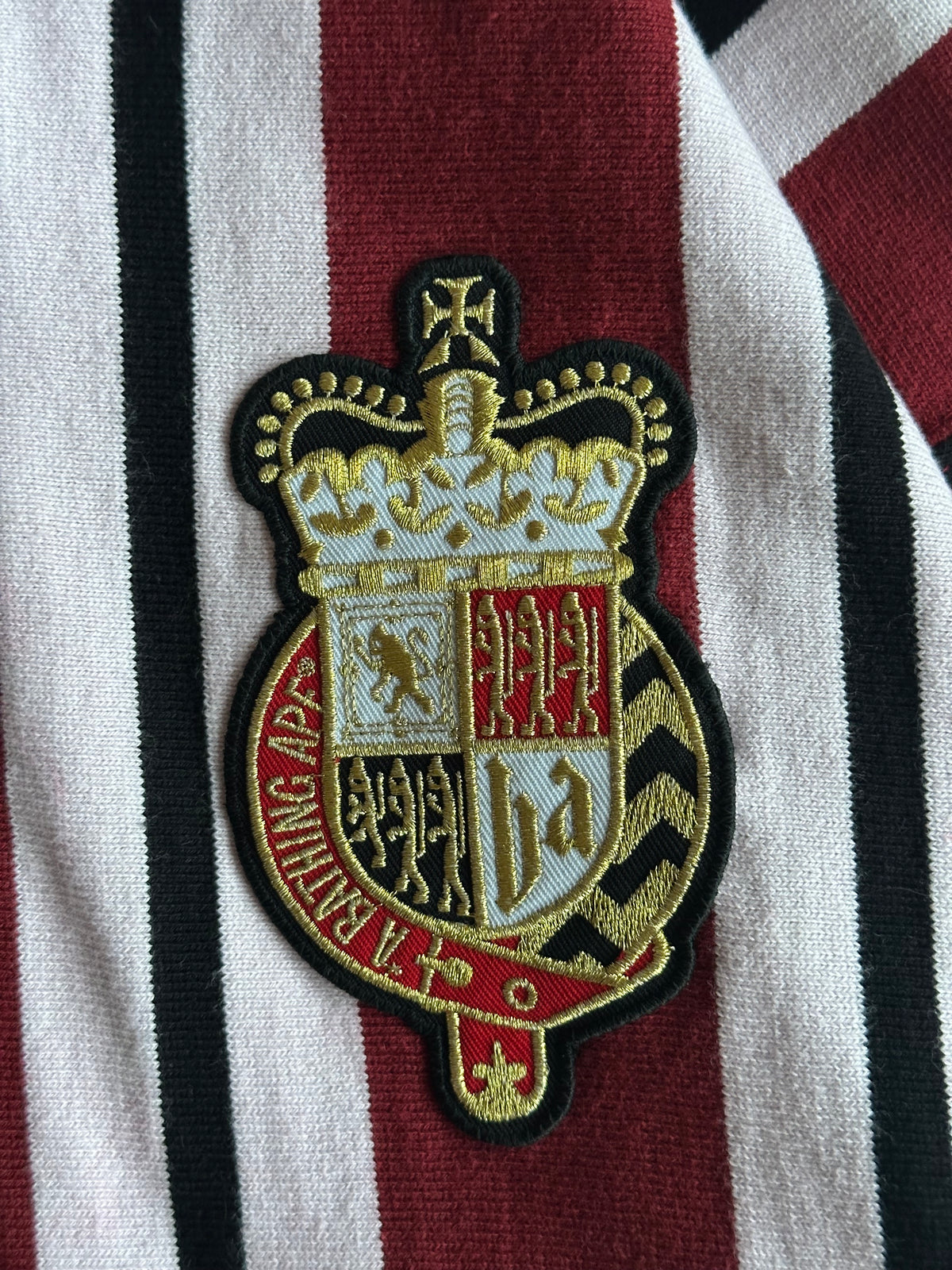 BAPE Emblem Stripe Zip Hoodie Burgundy / White / Black