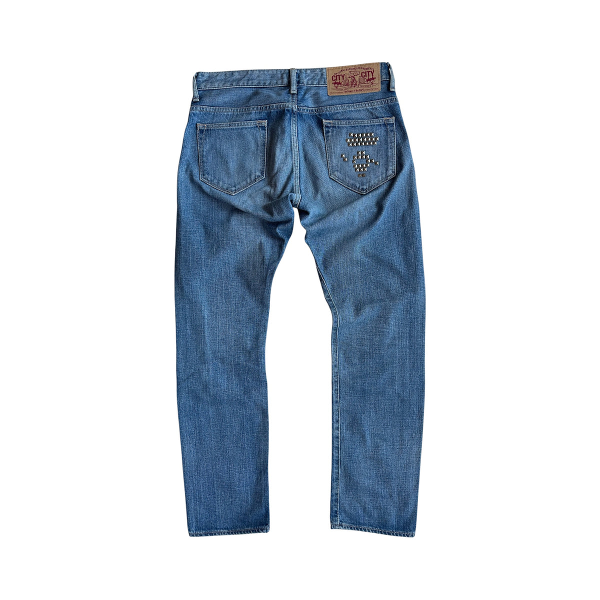 BAPE Studded Ape Head Denim Jeans Washed Blue