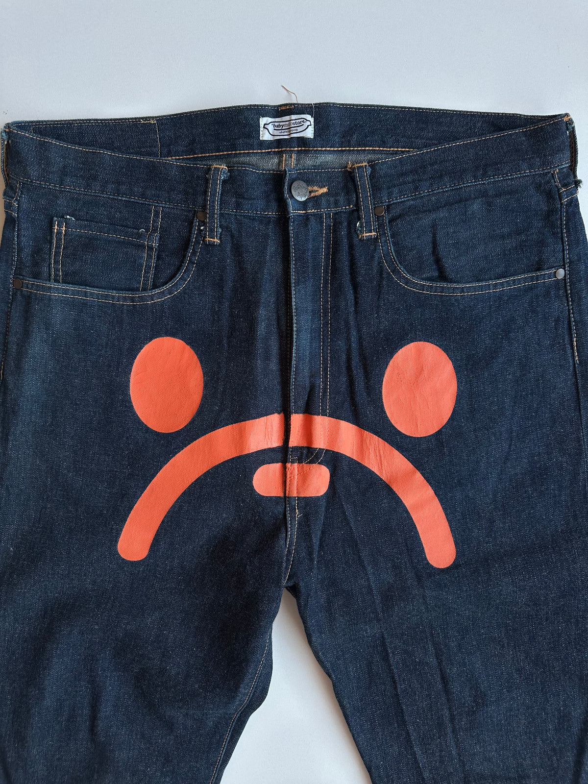 Vintage BAPE Sad Face Denim Jeans Indigo – Pre-2005 – Size L