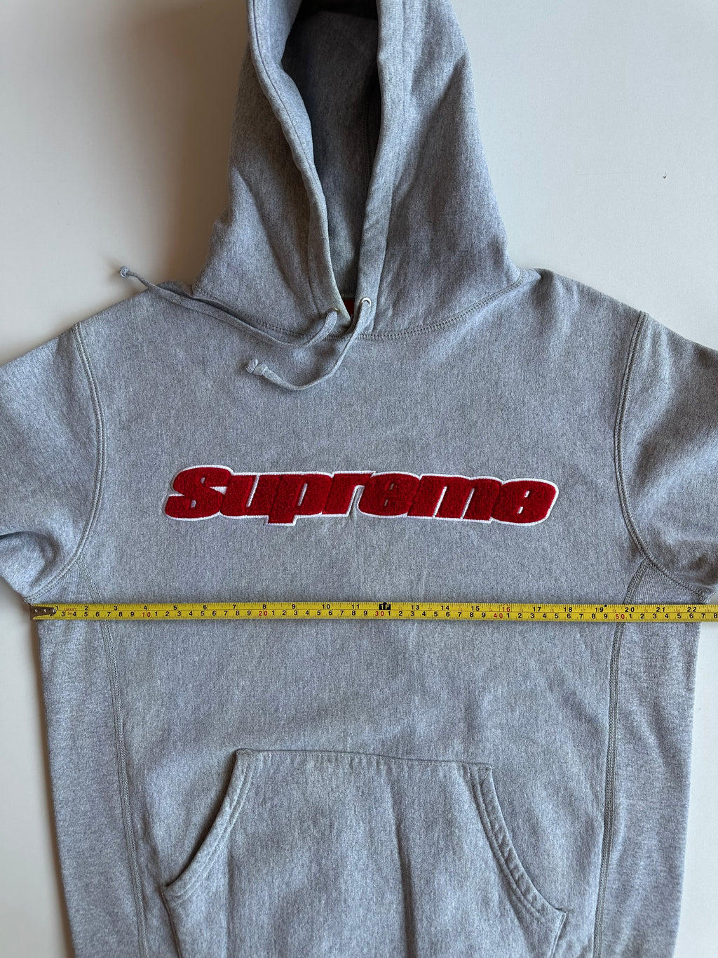 Supreme Chenille Hooded Sweatshirt Heather Grey – SS19