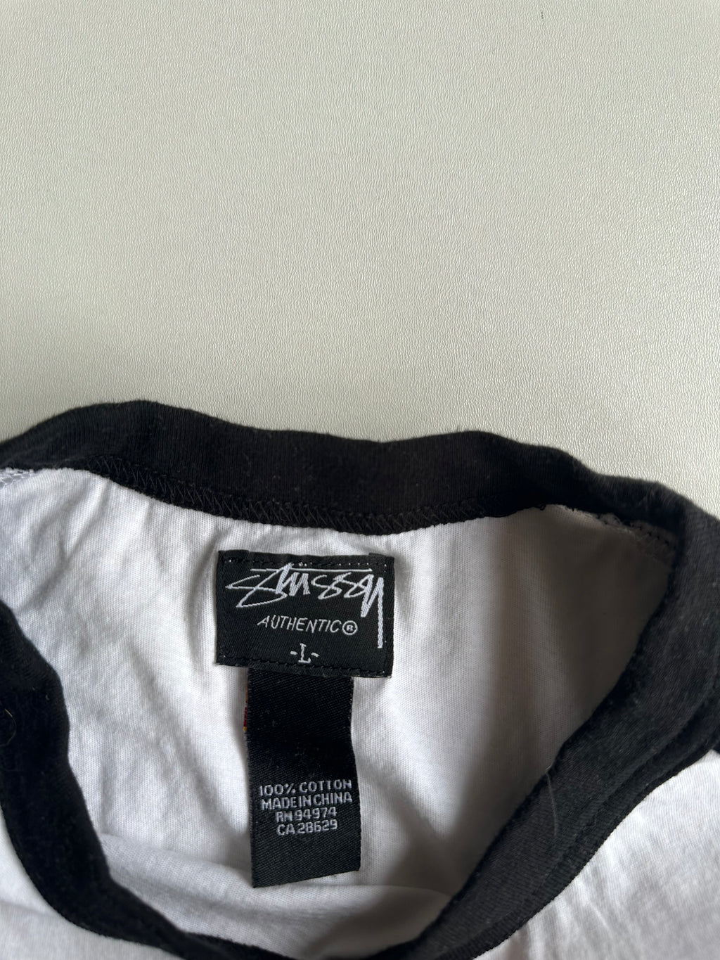 Stüssy STU SSY 3/4 Sleeve Raglan Tee White / Black – Size L