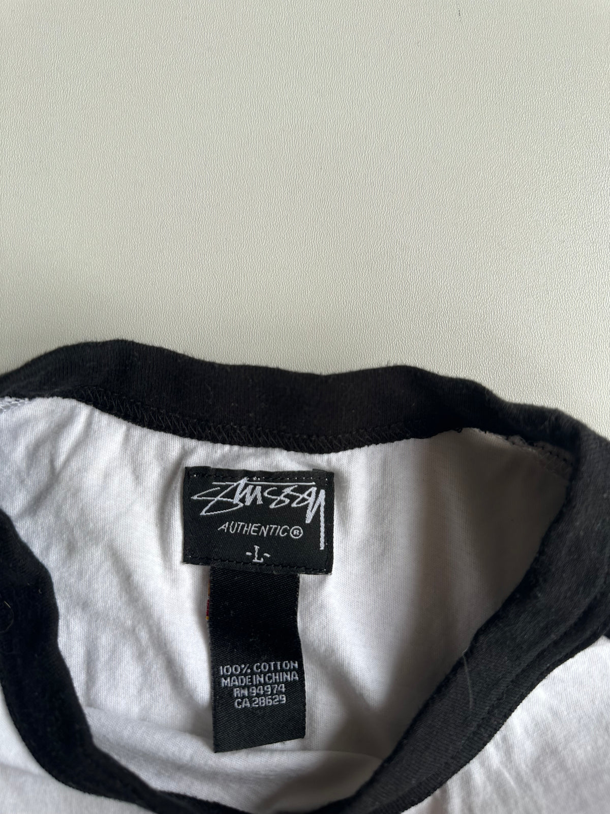Stüssy STU SSY 3/4 Sleeve Raglan Tee White / Black – Size L