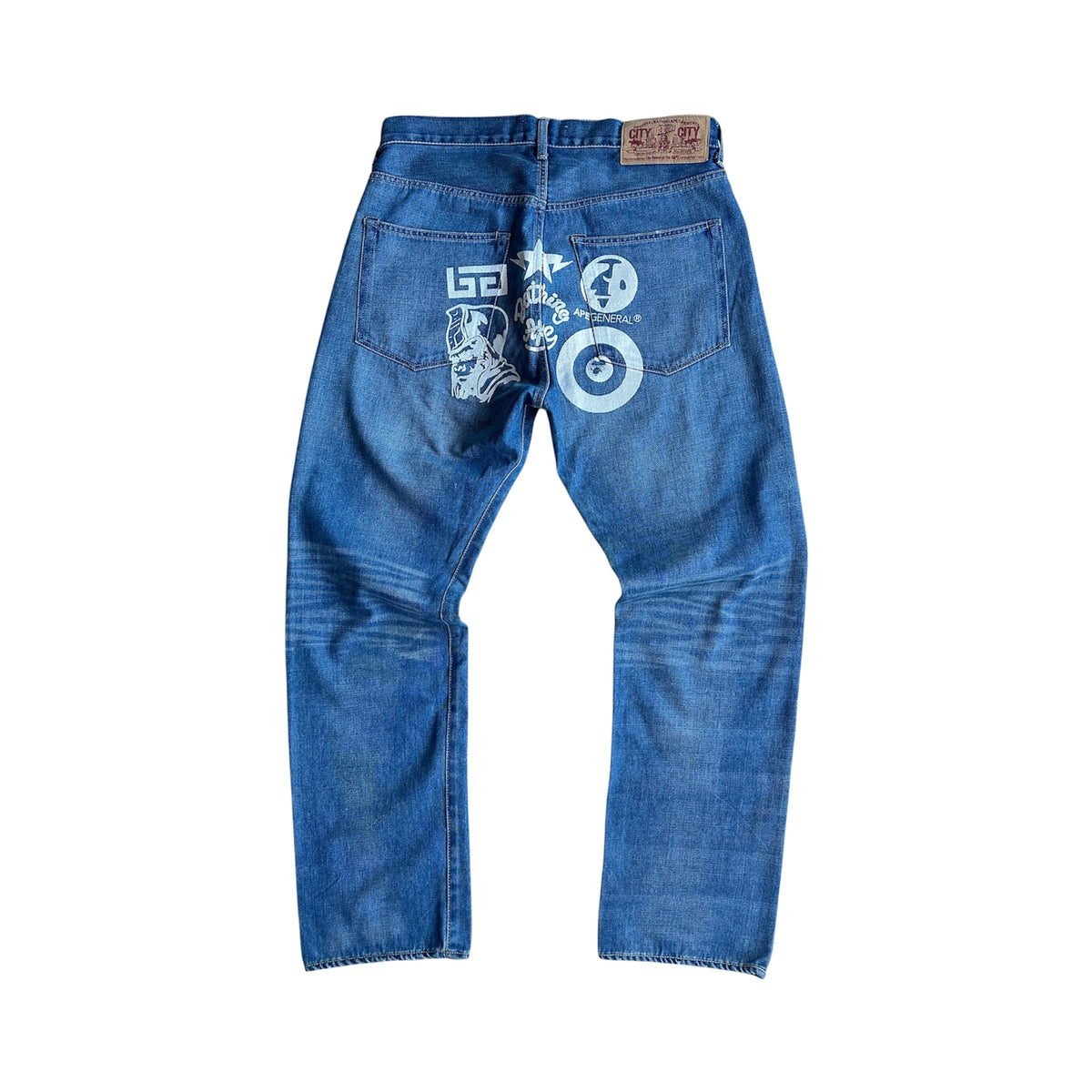 Vintage BAPE Ape General Logo Selvedge Jeans Washed Blue