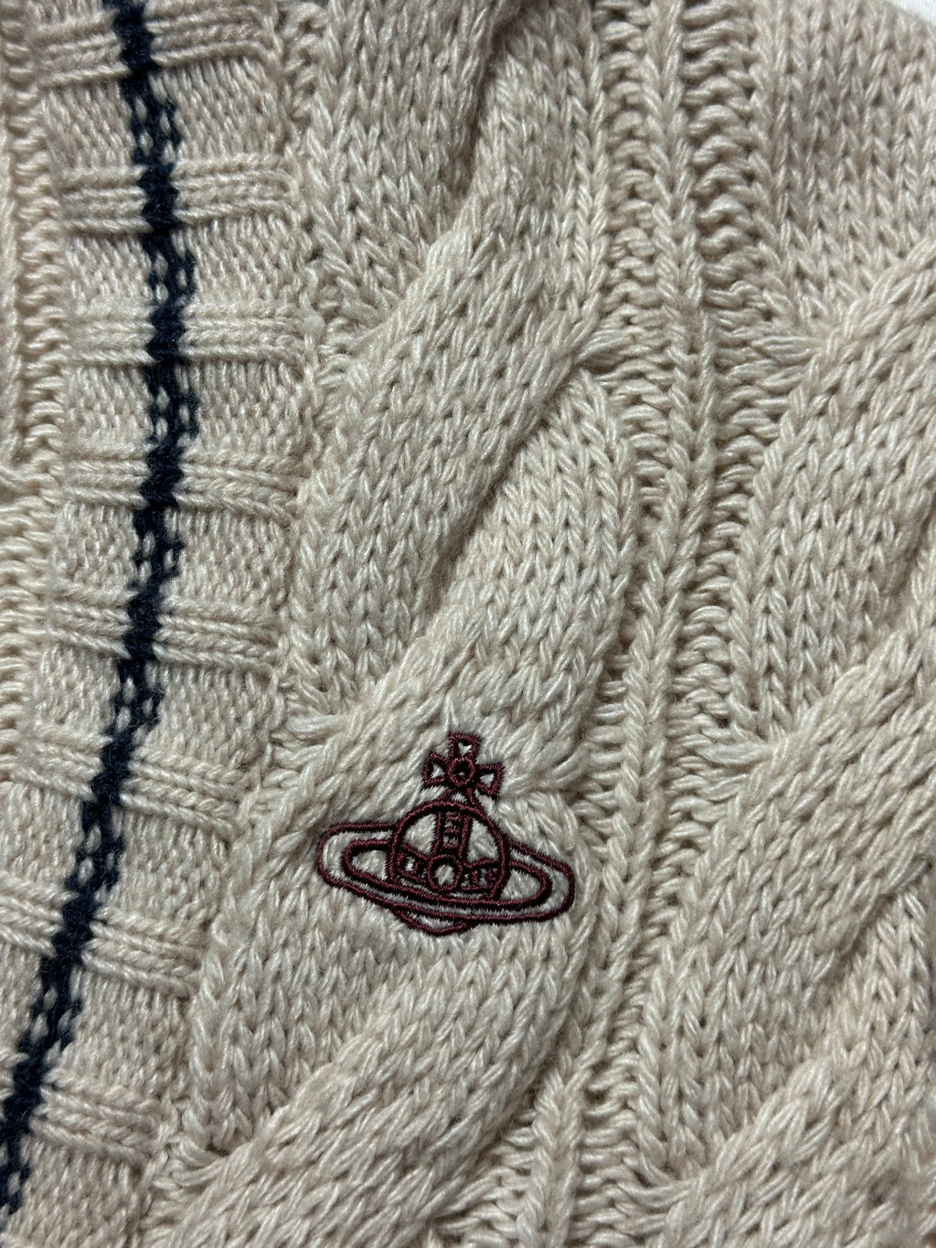 Vivienne Westwood Red Label Cable Knit Orb Cardigan Beige - Size L