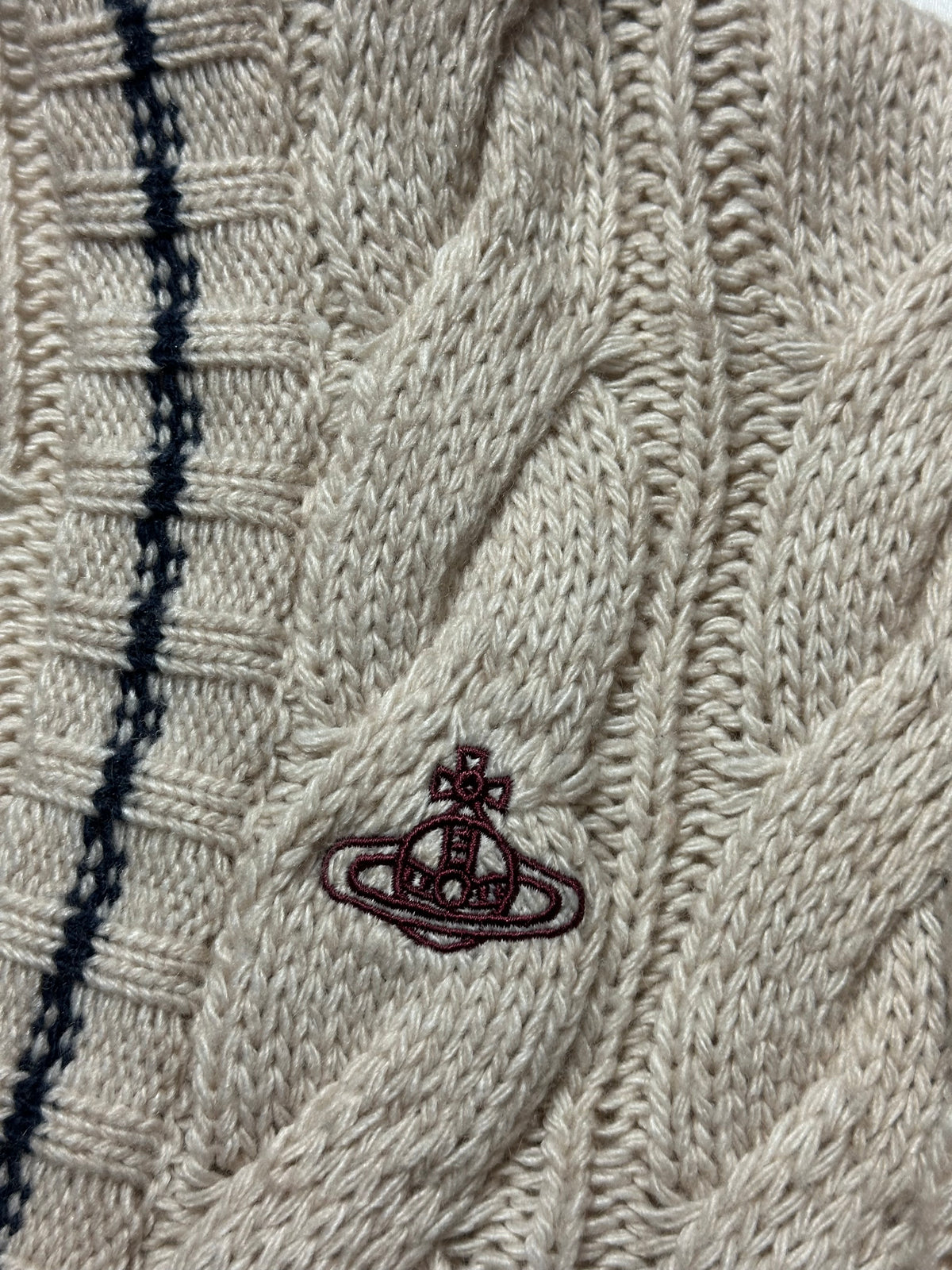 Vivienne Westwood Red Label Cable Knit Orb Cardigan Beige - Size L