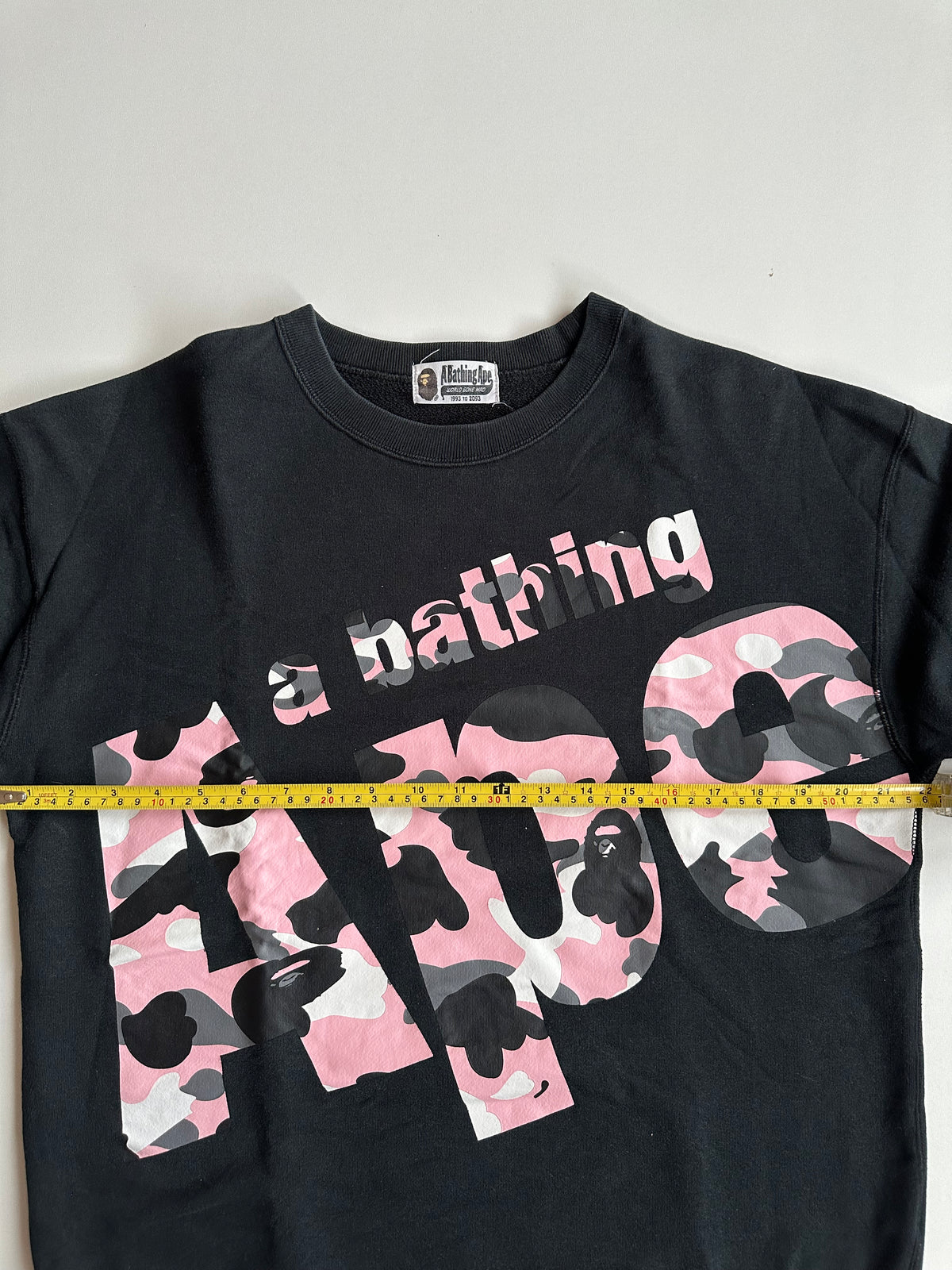 BAPE Pink Camo Big APE Logo Crewneck Sweatshirt Black - Size M