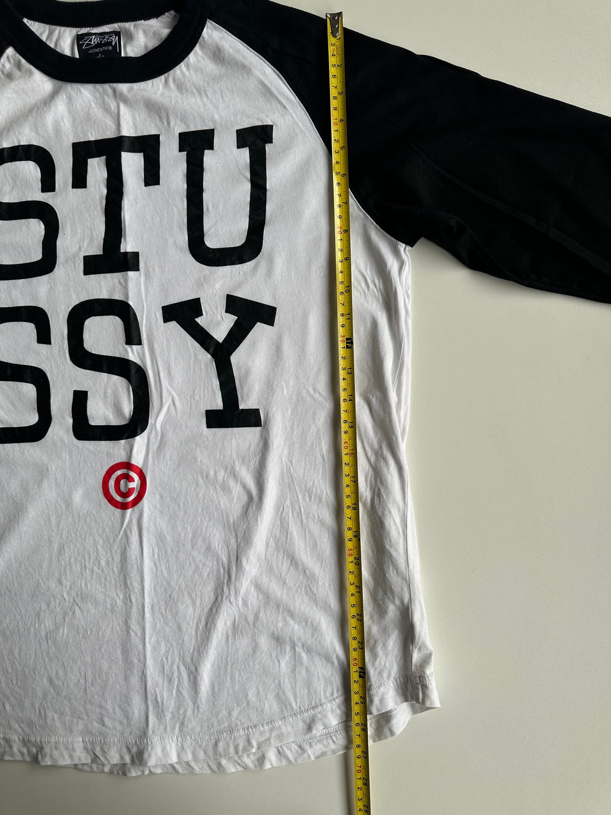 Stüssy STU SSY 3/4 Sleeve Raglan Tee White / Black – Size L