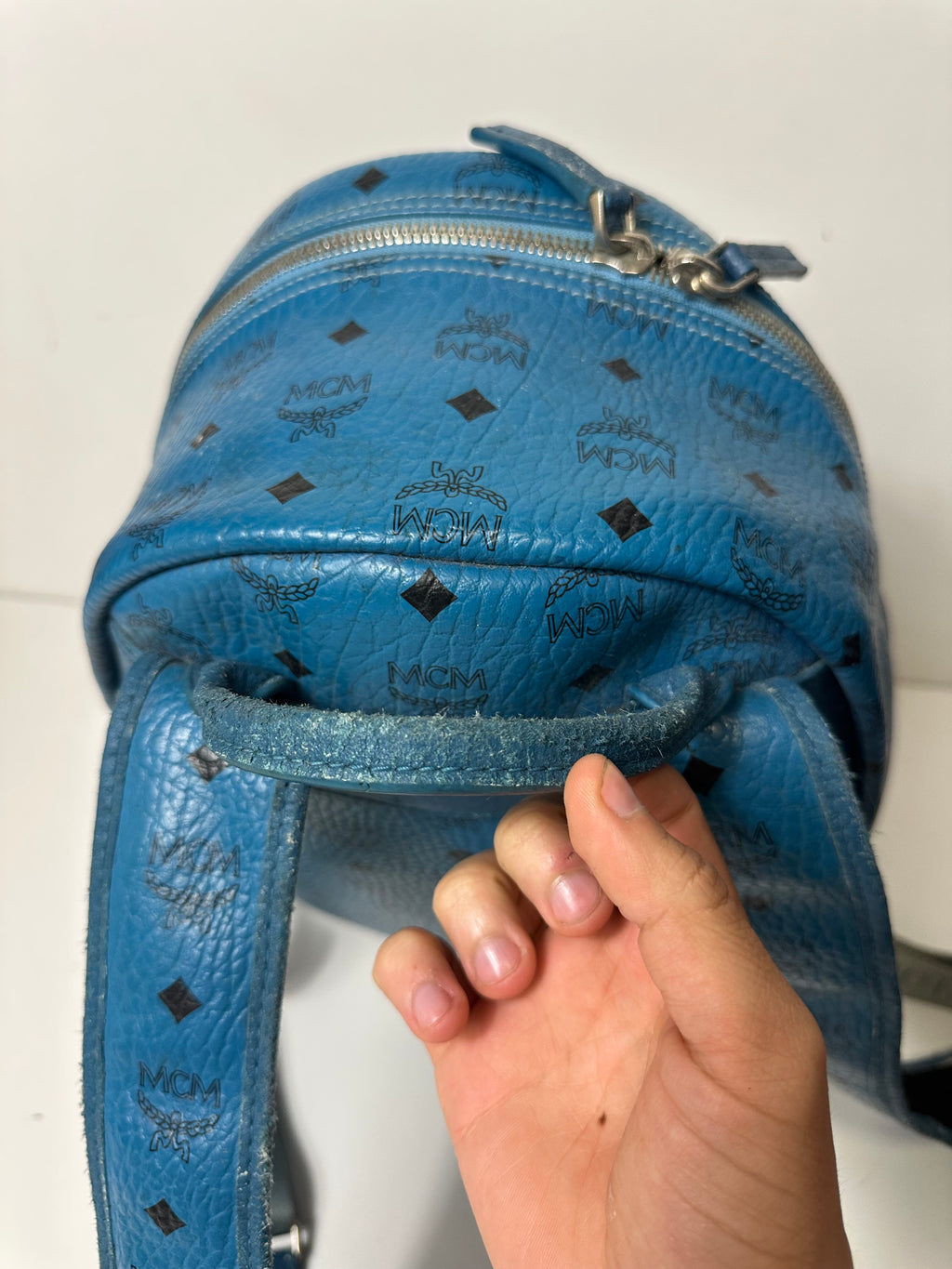Vintage MCM Royal Blue Studded Leather Backpack