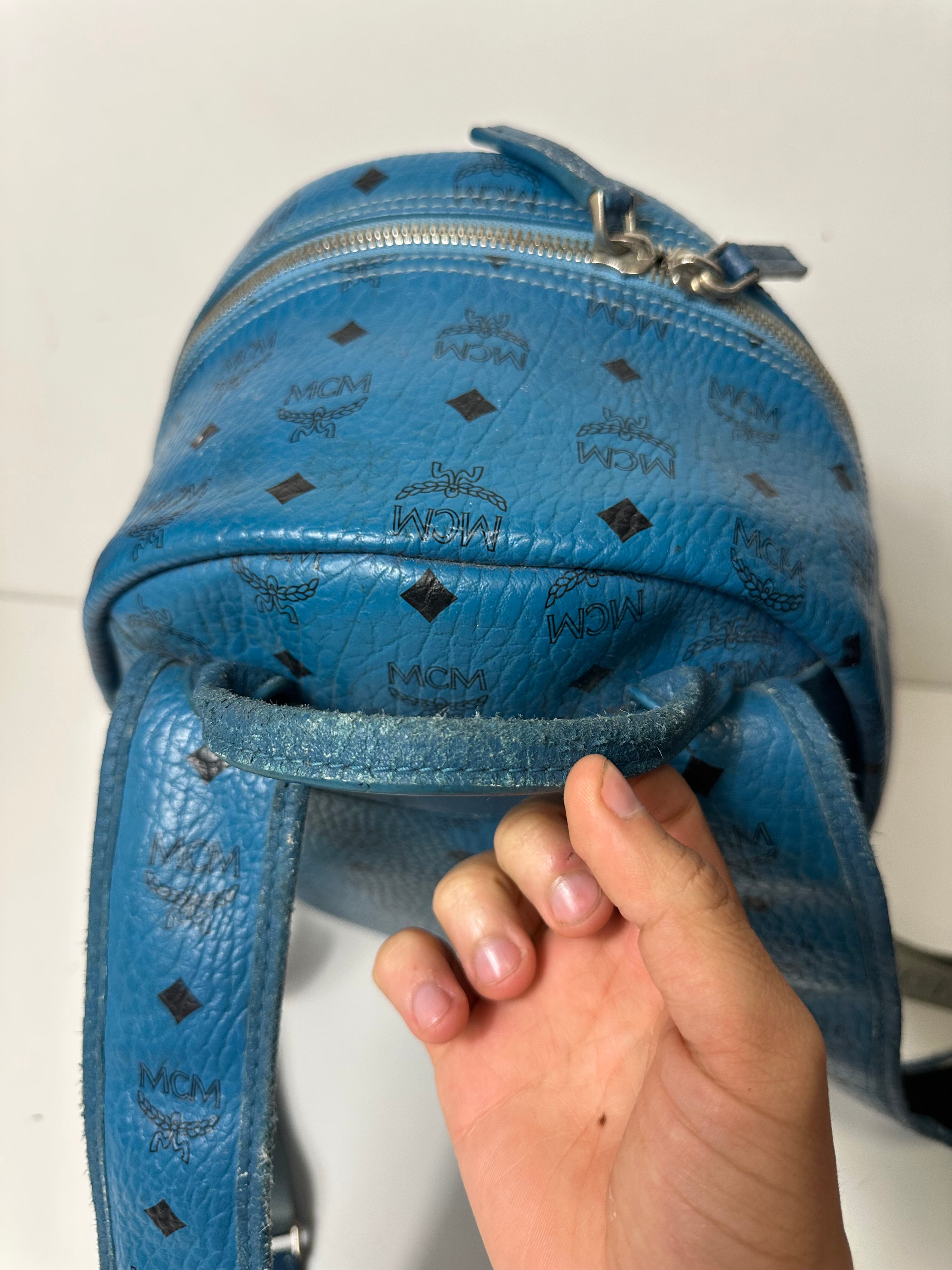 Vintage MCM Royal Blue Studded Leather Backpack
