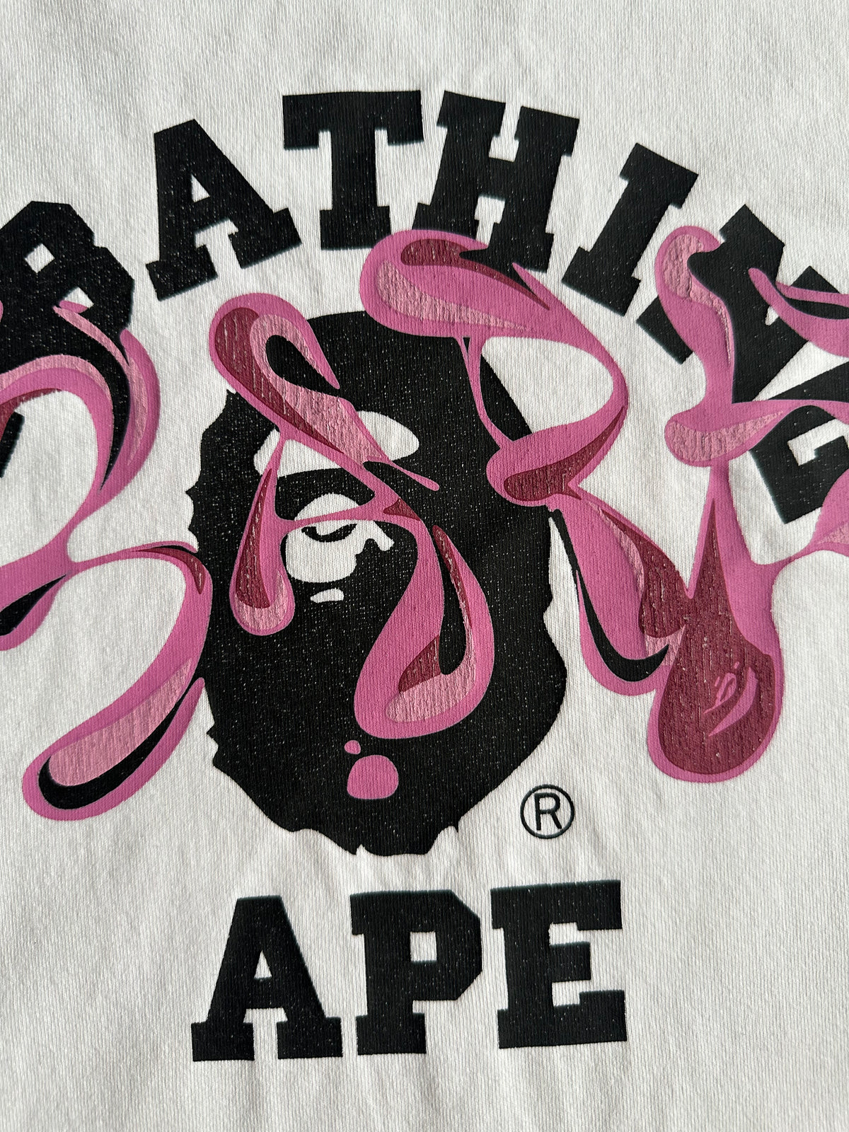 BAPE Marble Camo Liquid College Tee White / Pink – SS22 – Size M