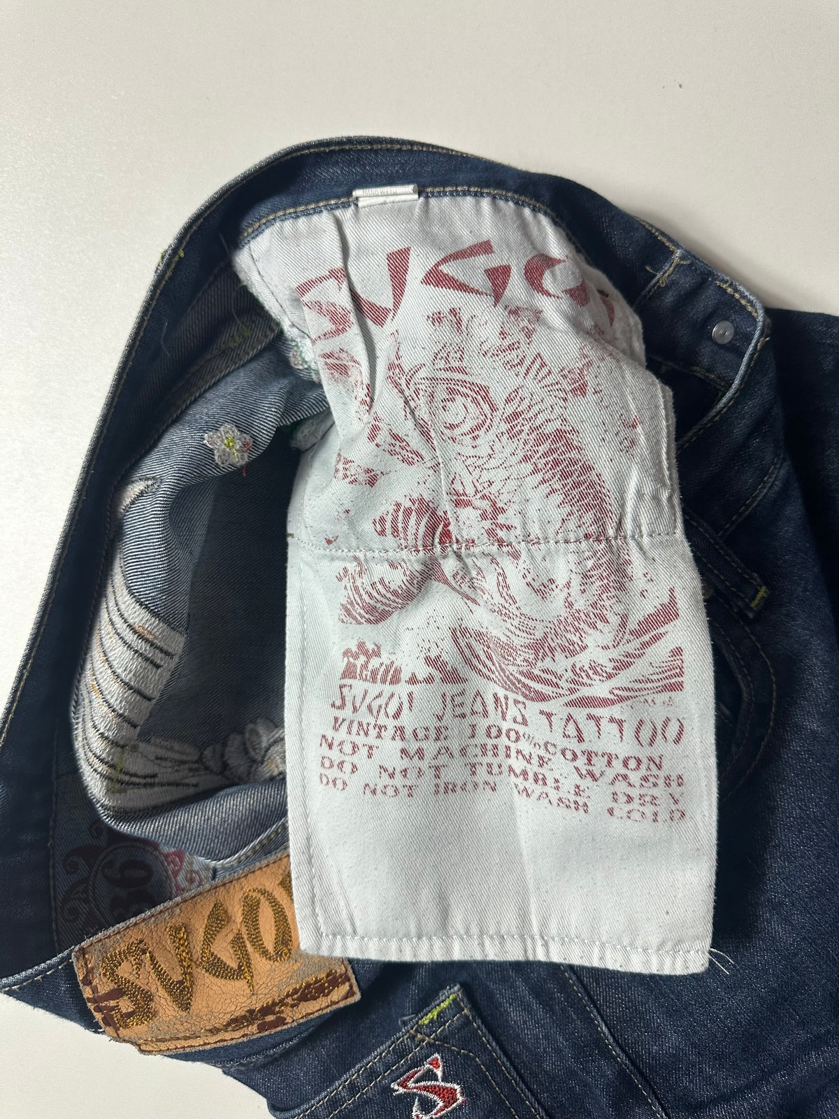SUGOI Japan Tattoo Koi Embroidered Jeans - Size 36