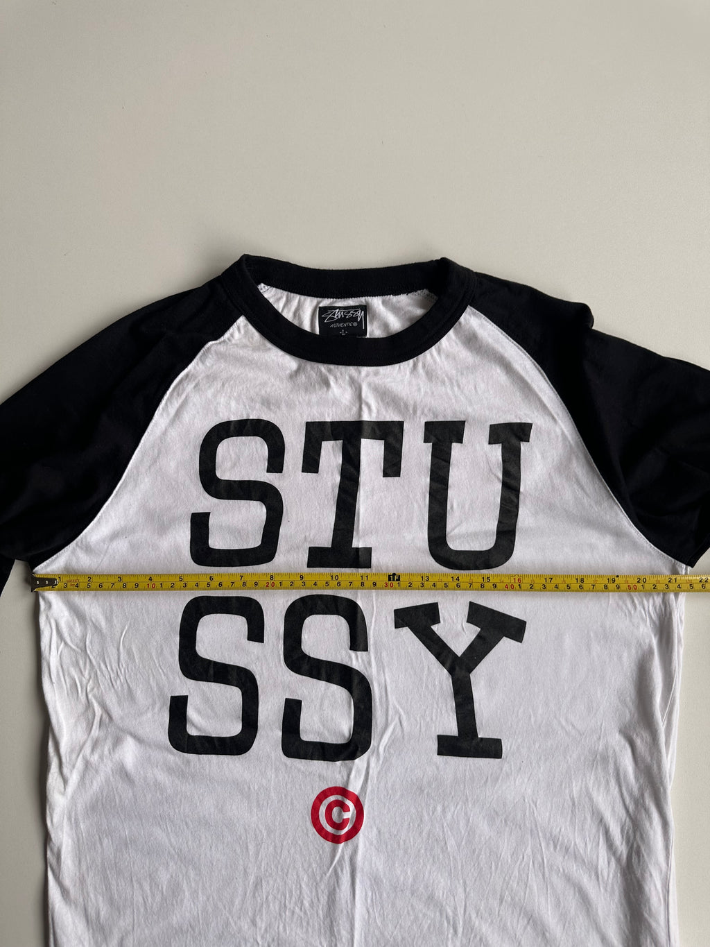 Stüssy STU SSY 3/4 Sleeve Raglan Tee White / Black – Size L