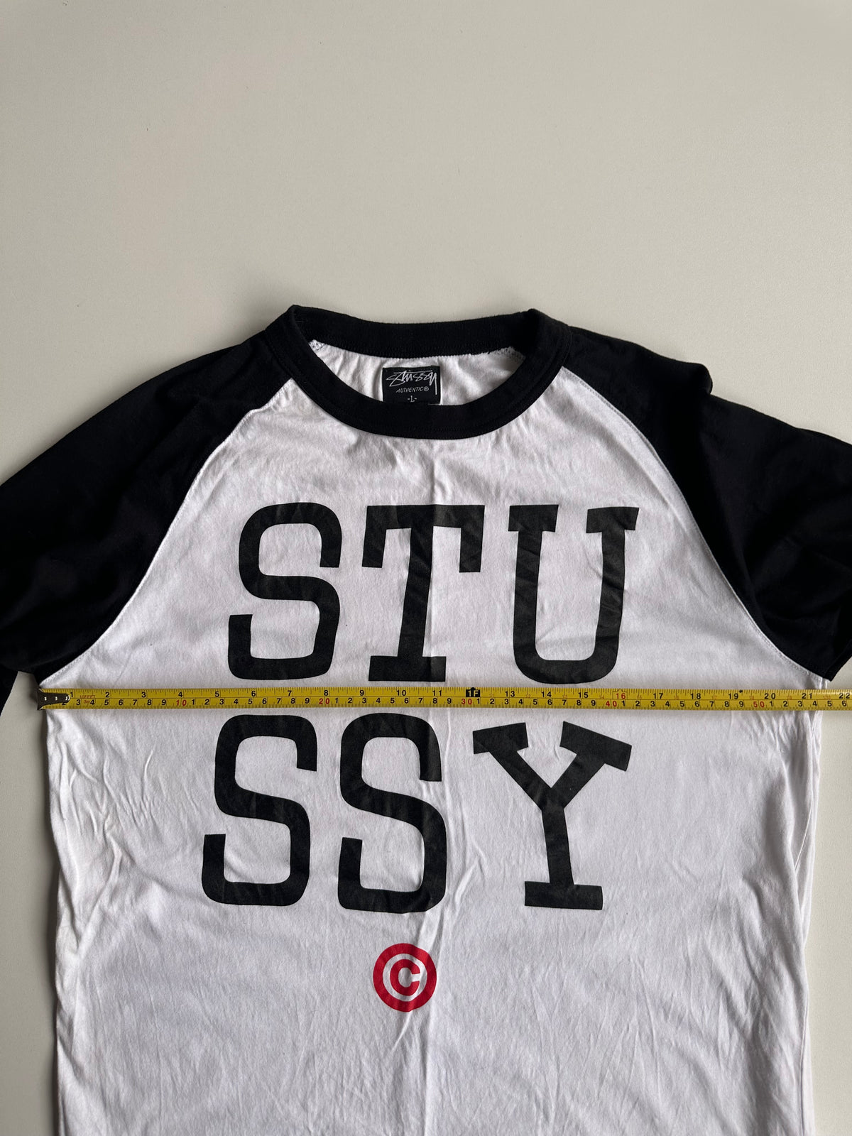 Stüssy STU SSY 3/4 Sleeve Raglan Tee White / Black – Size L