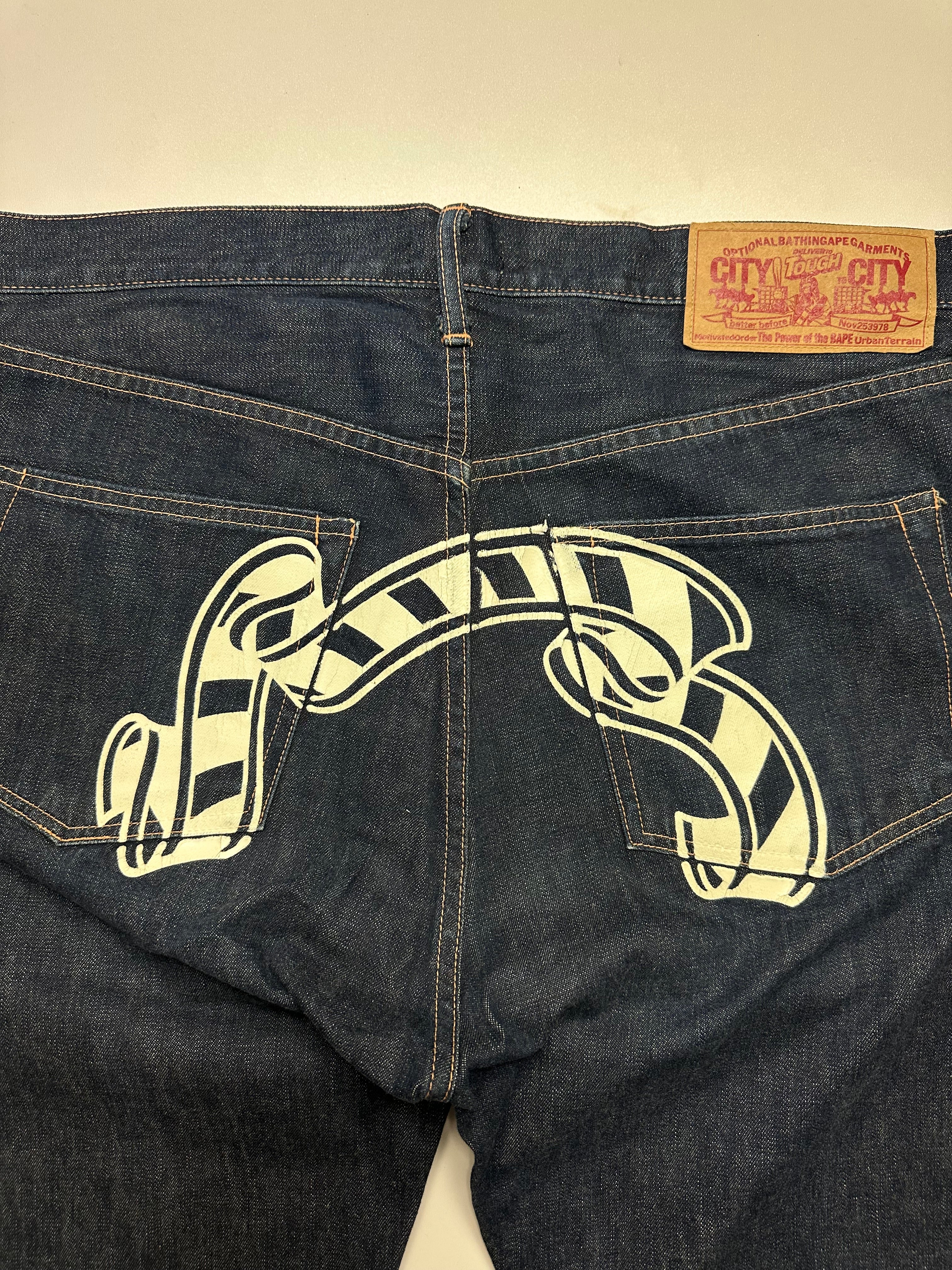 Vintage 00’ Bape Sad Face Baggy Jeans