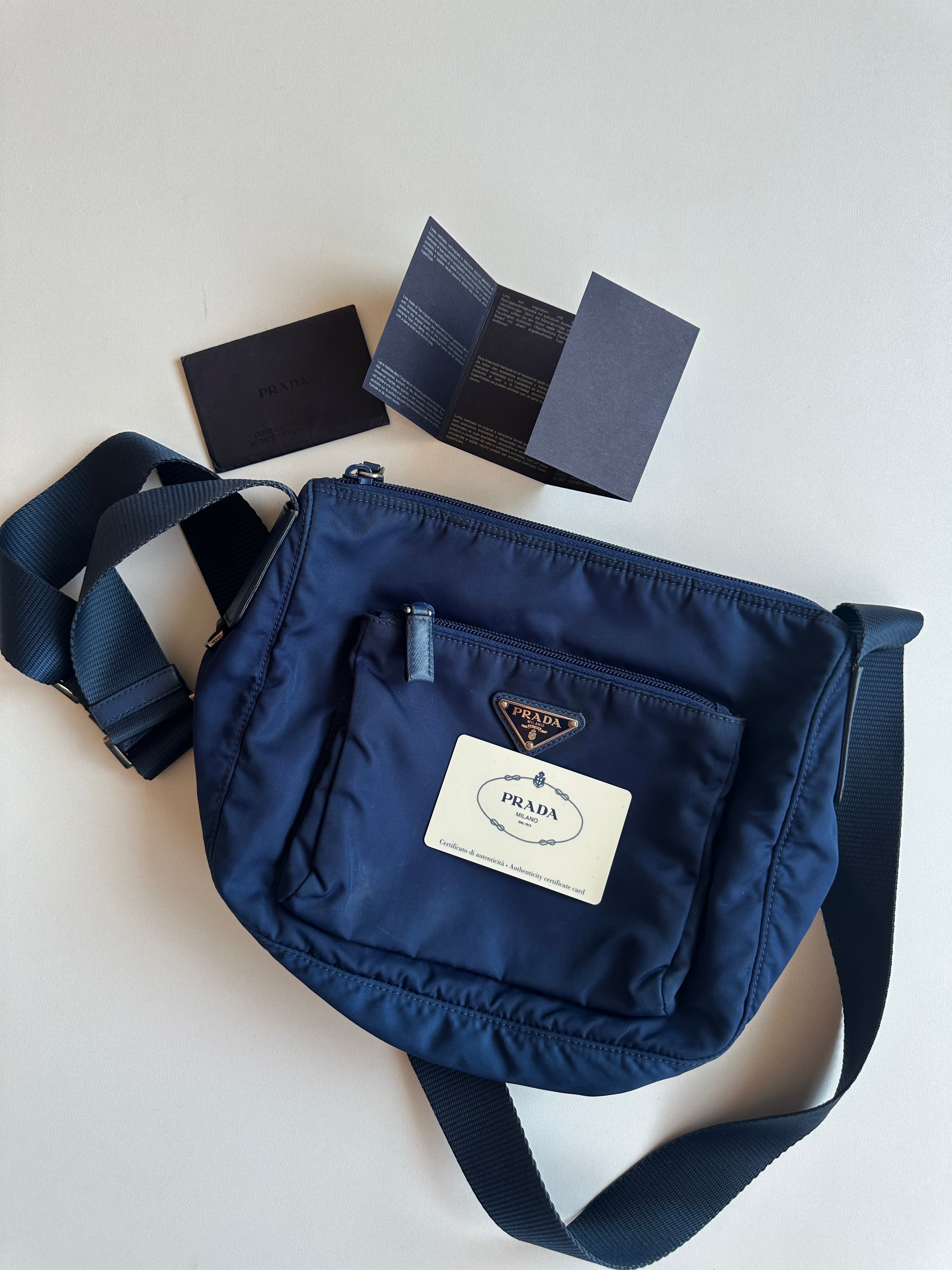 Vintage Prada Re-Nylon Classic Crossbody Royal Blue Bag