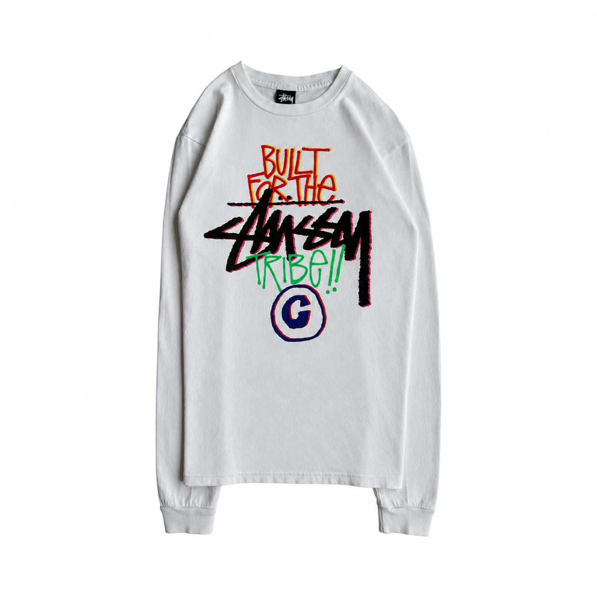 Vintage Stussy Built For The Tribe Long Sleeve Tee White